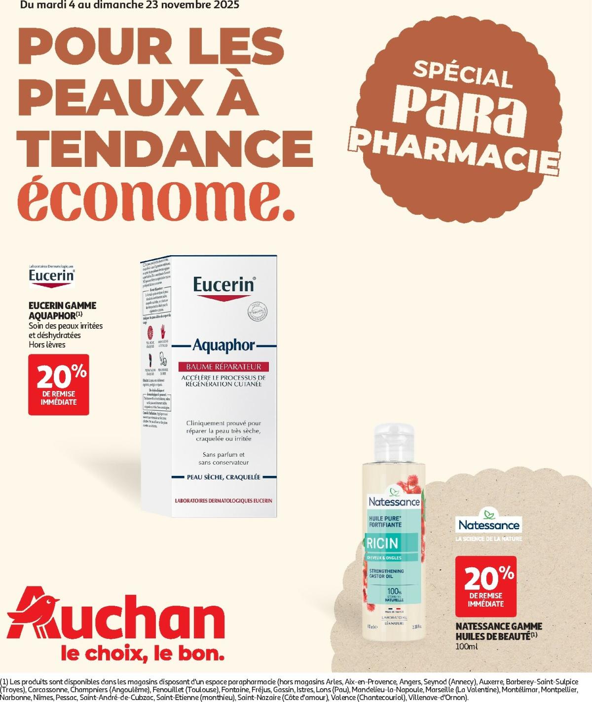 De Auchan - Pour les peaux à tendance économe folder geldig vanaf 04/11 t/m 23/11