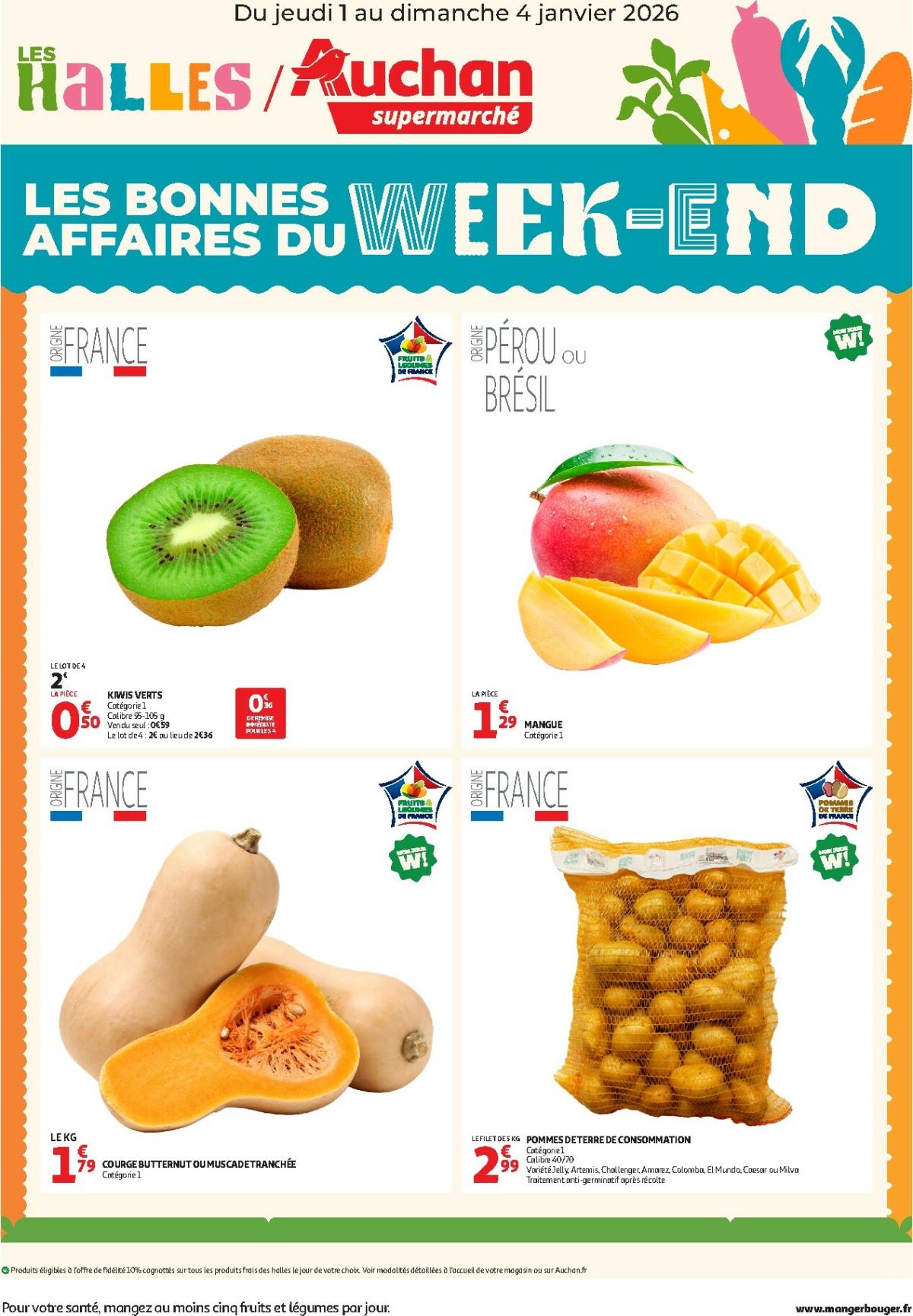De Auchan supermarché - Les bons plans du week-end dans votre super ! folder geldig vanaf 01/01 t/m 04/01