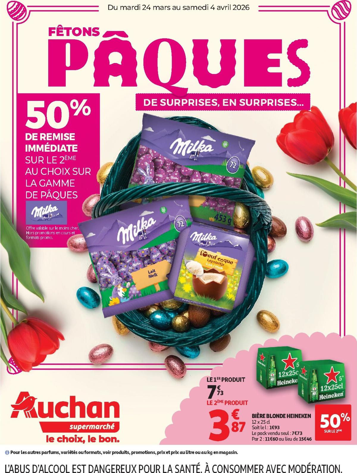 De Auchan Supermarché - Chocolats Pâques folder geldig vanaf 24/03/2026 t/m 04/04/2026