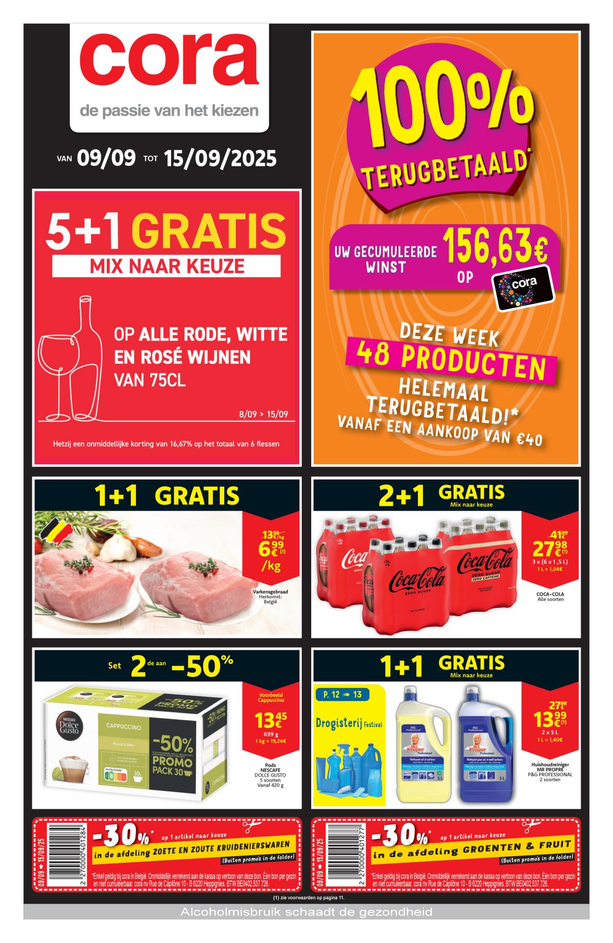 Cora - 100% terugbetaald folder geldig vanaf 09/09 - 15/09