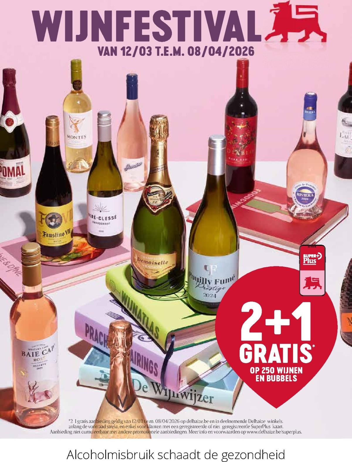 De Delhaize - Wijnfestival folder geldig vanaf 12/03/2026 t/m 08/04/2026