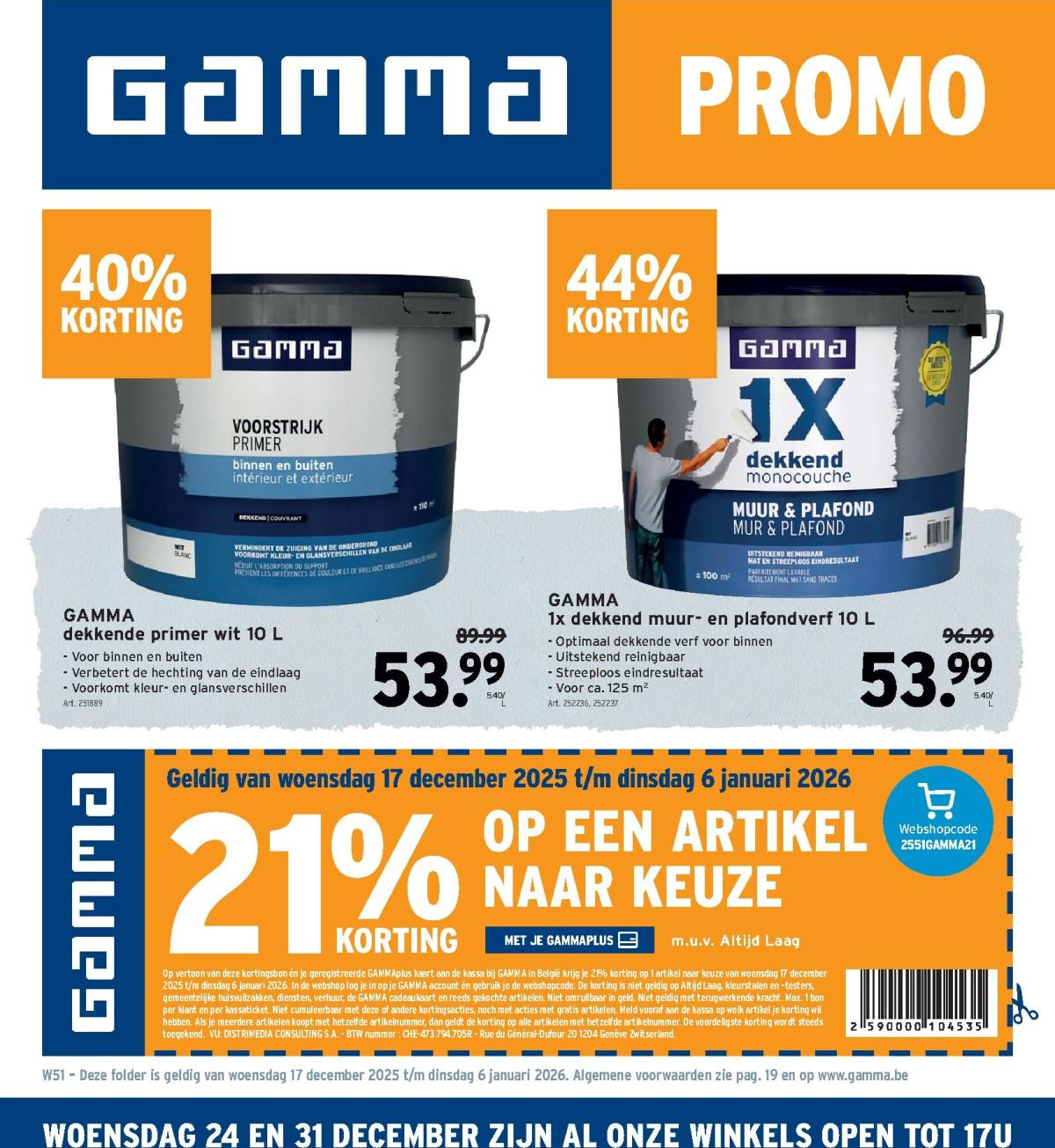 De Gamma folder geldig vanaf 17/12 t/m 06/01