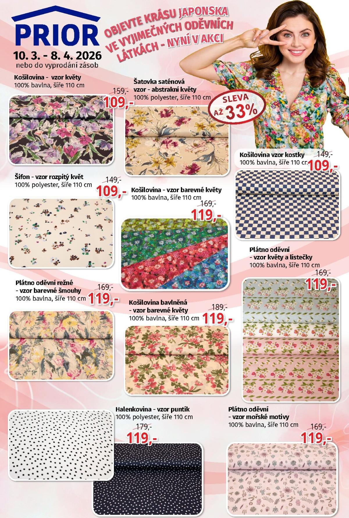 Prior - Látky leták platný od úterý 10.03.2026 do středy 08.04.2026