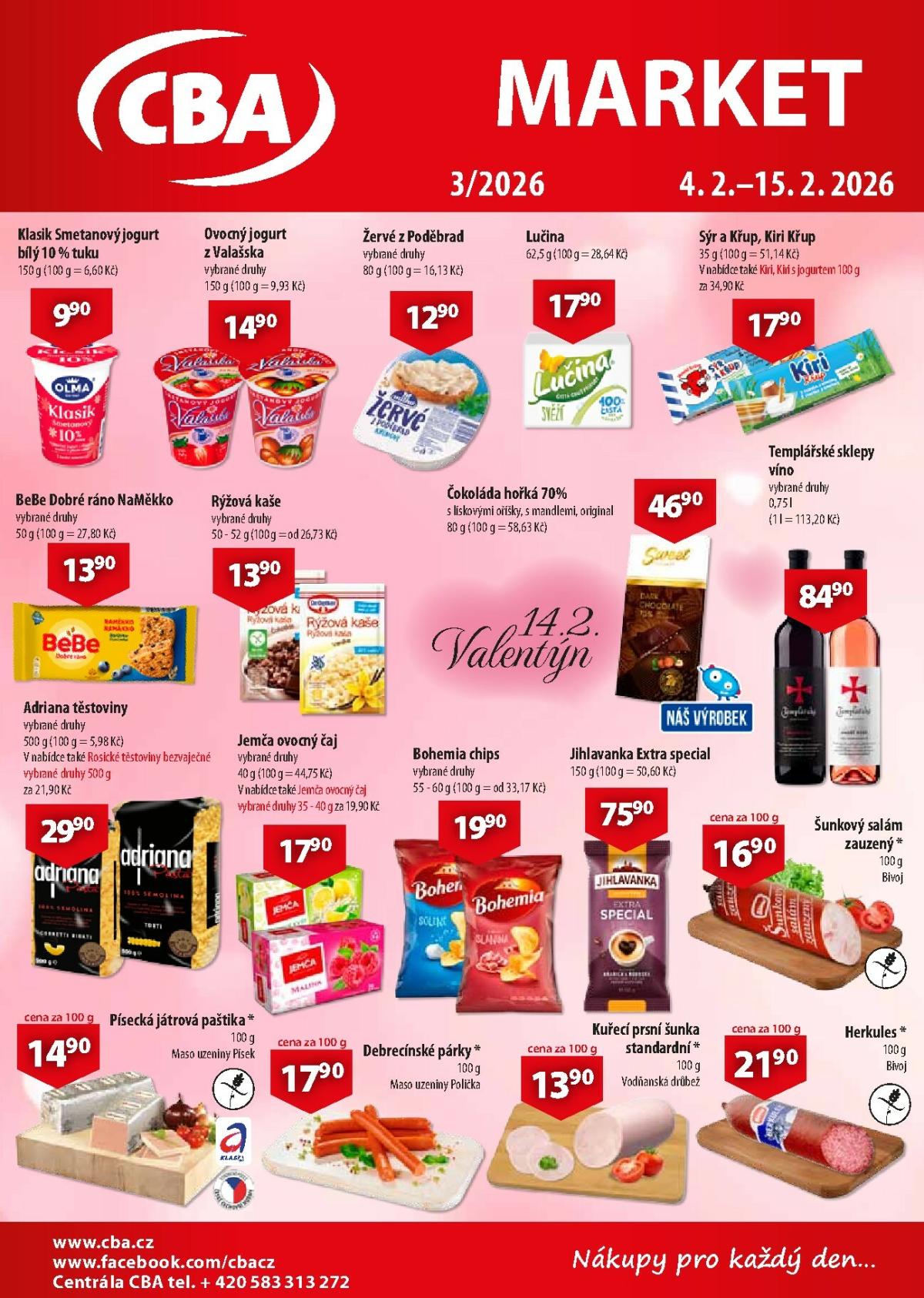 CBA Market leták platný od středy 04.02.2026 do neděle 15.02.2026