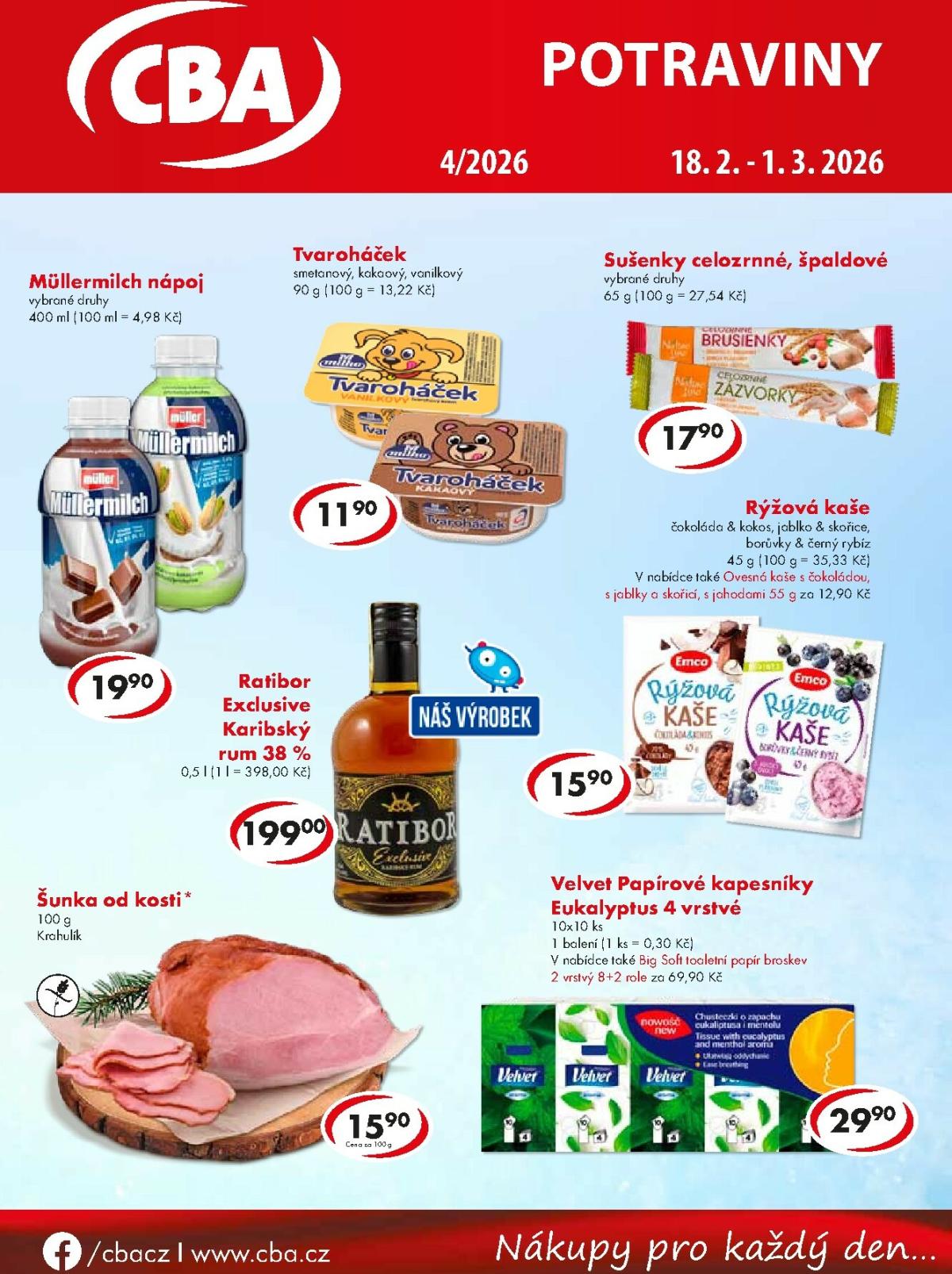 CBA - Potraviny leták platný od středy 18.02.2026 do neděle 01.03.2026