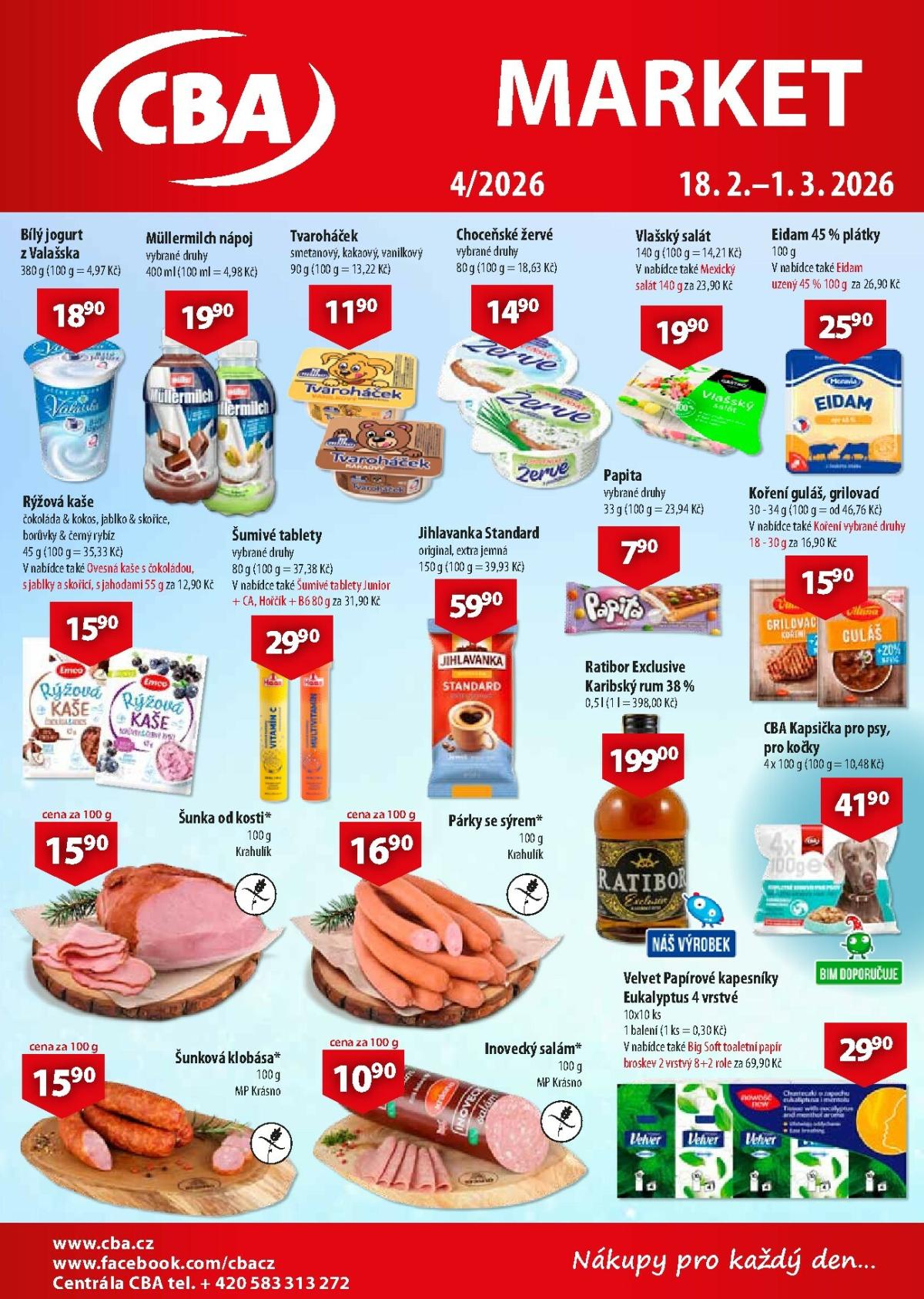 CBA Market leták platný od středy 18.02.2026 do neděle 01.03.2026