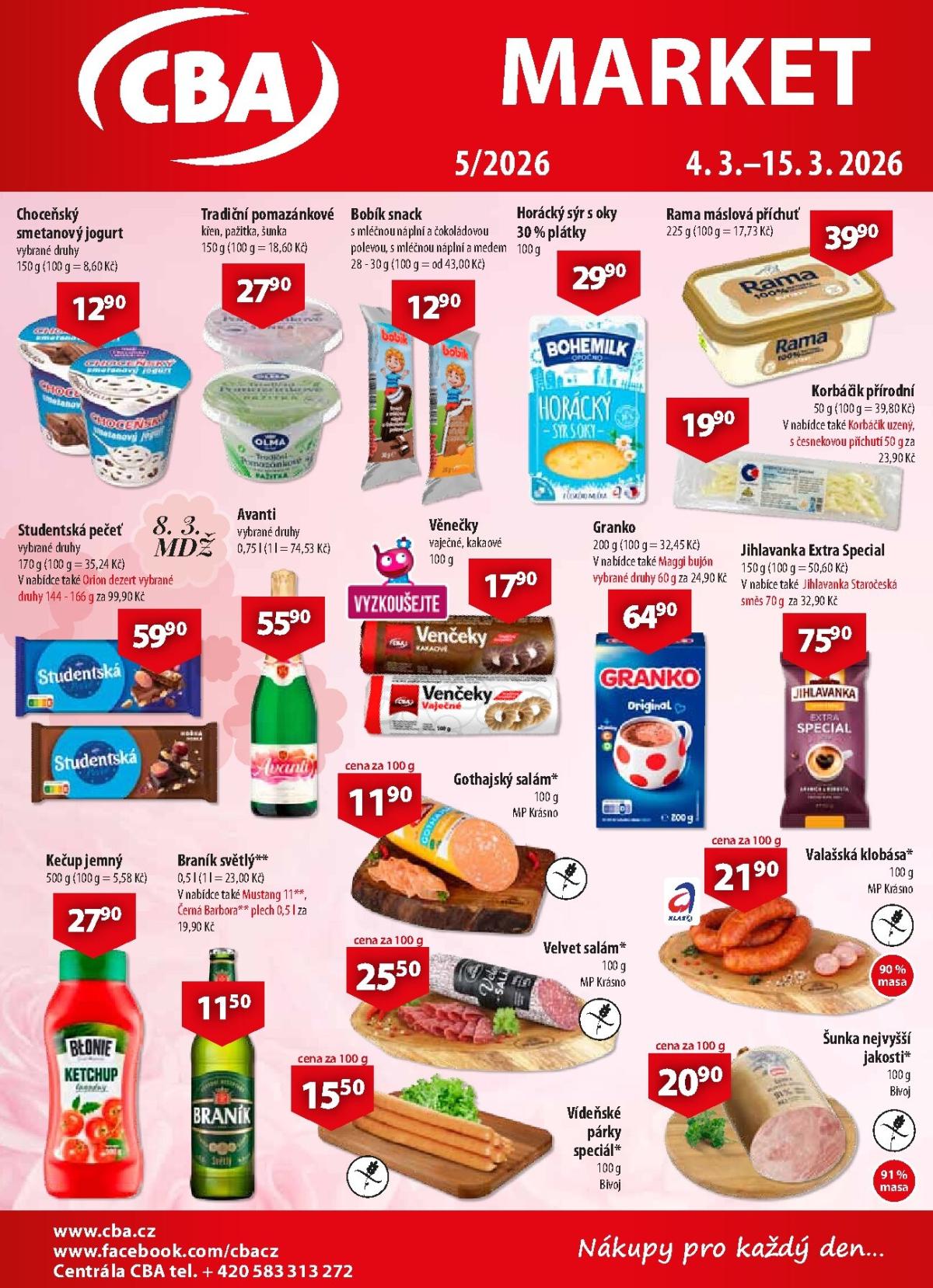 CBA Market leták platný od středy 04.03.2026 do neděle 15.03.2026