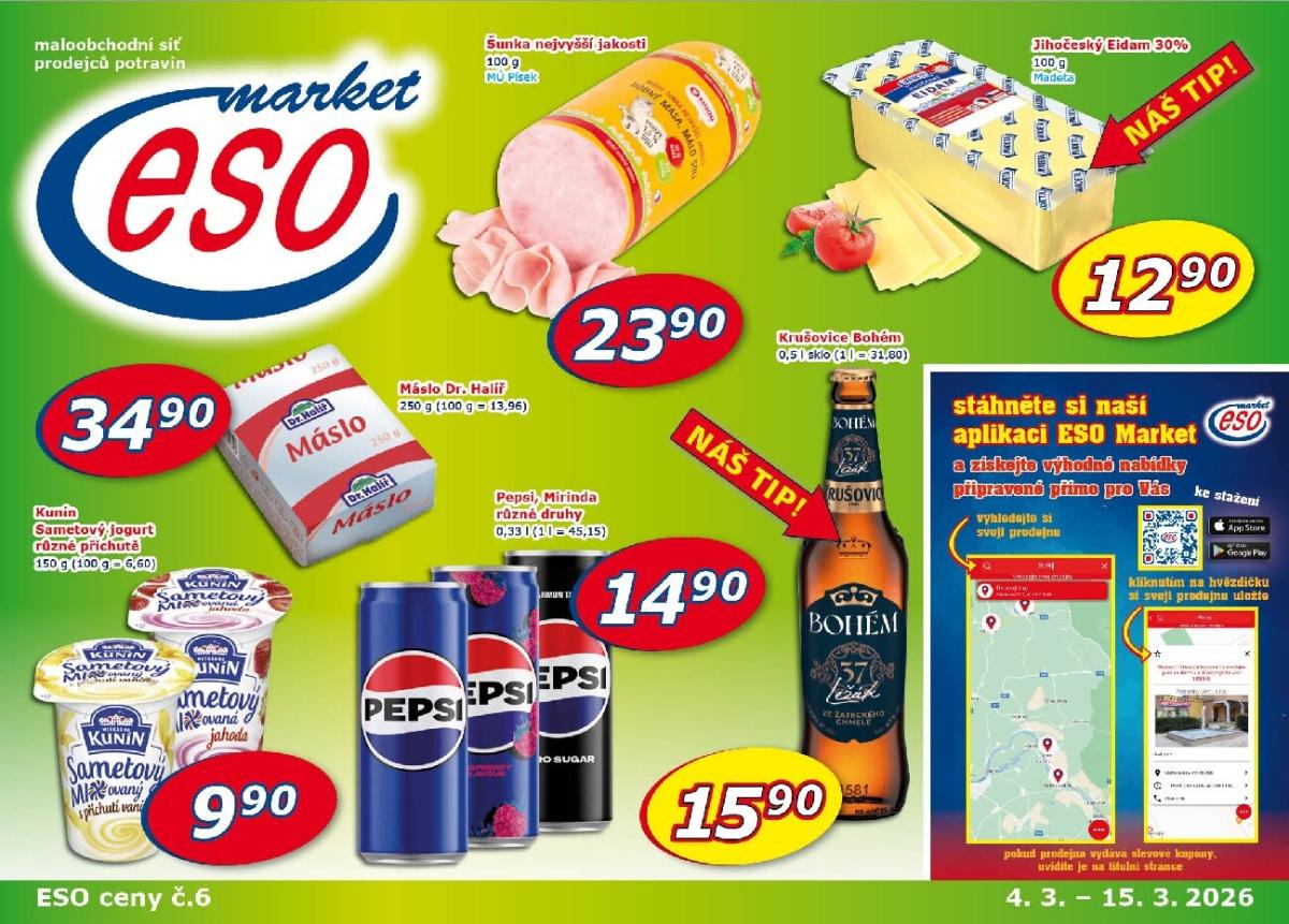 ESO MARKET leták platný od středy 04.03.2026 do neděle 15.03.2026