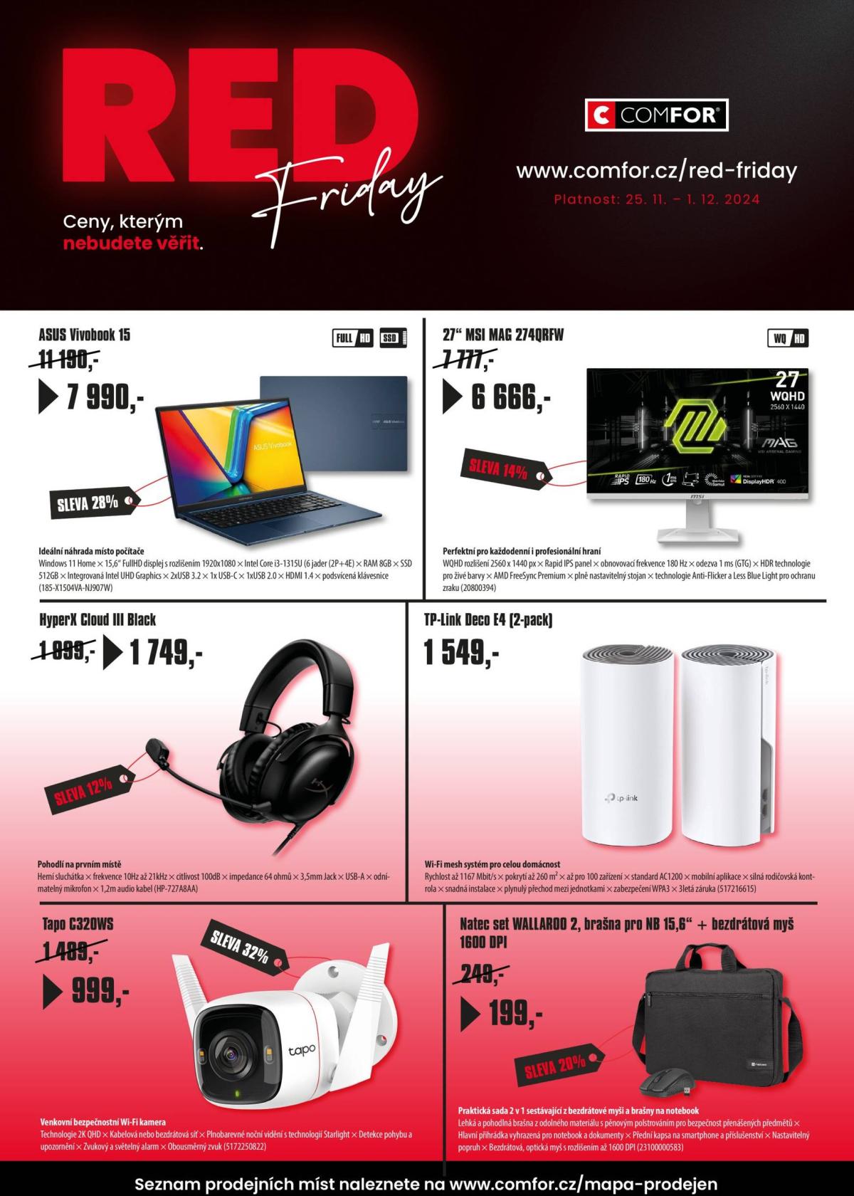 Leták Comfor - Black Friday od 25.11. do 01.12.