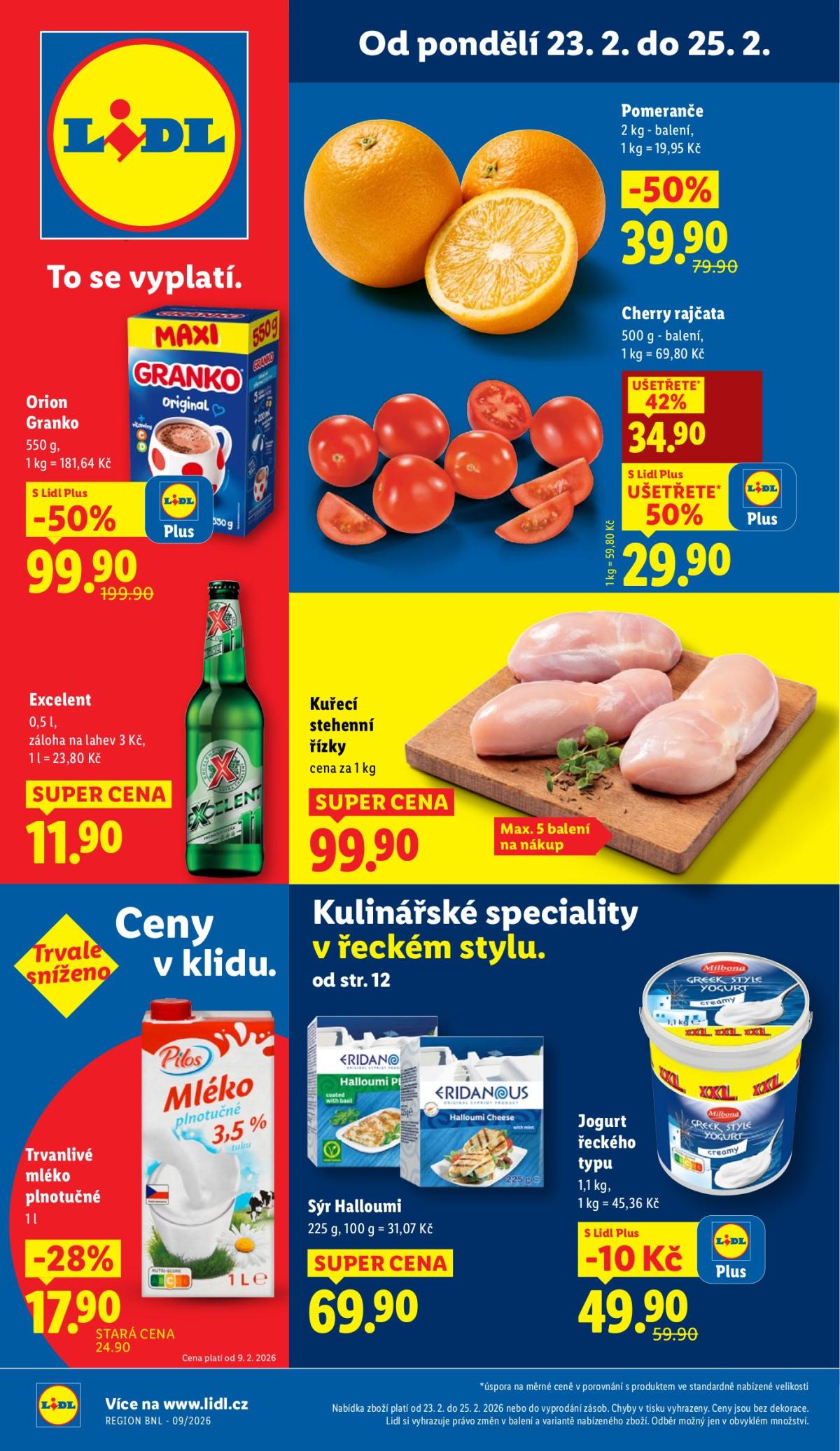Lidl leták platný od pondělí 23.02.2026 do středy 25.02.2026