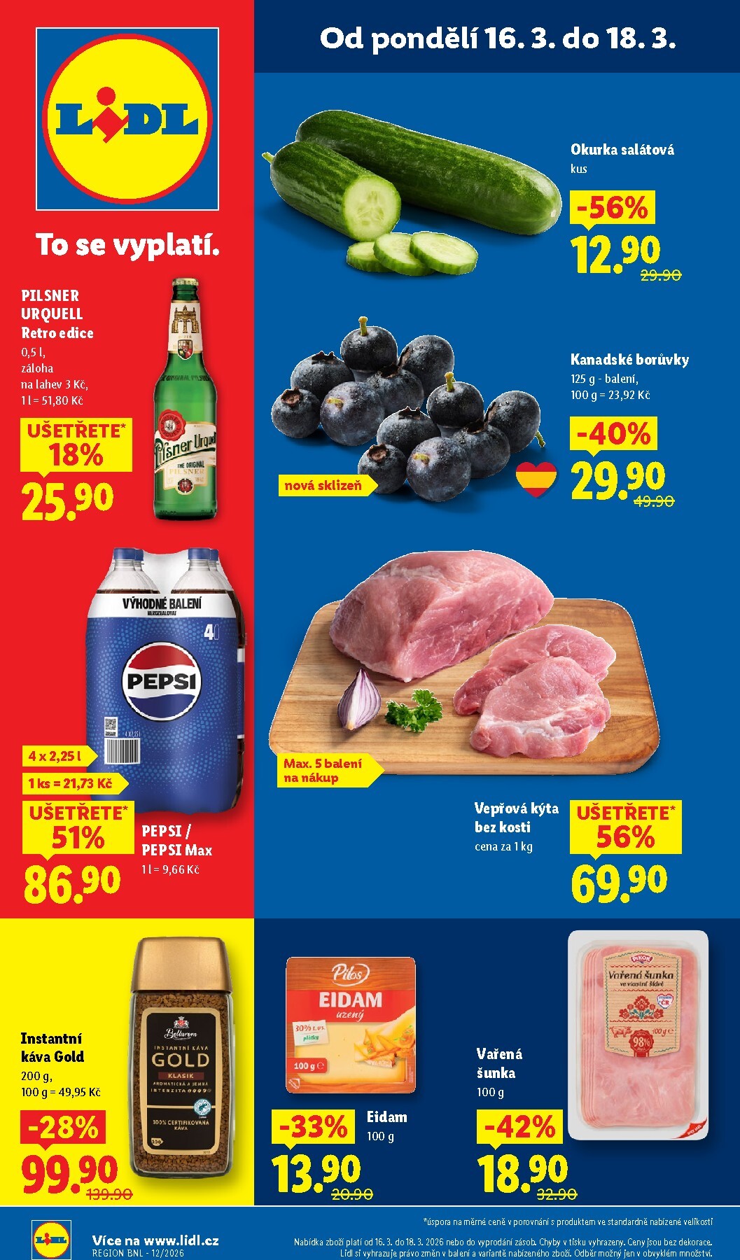Lidl leták platný od pondělí 16.03.2026 do středy 18.03.2026