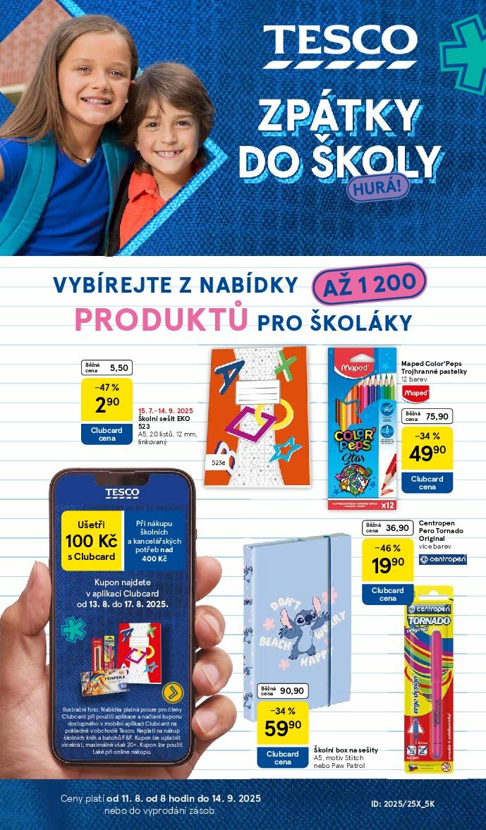 Leták Tesco - Zpátky do školy od 11.08. do 14.09.
