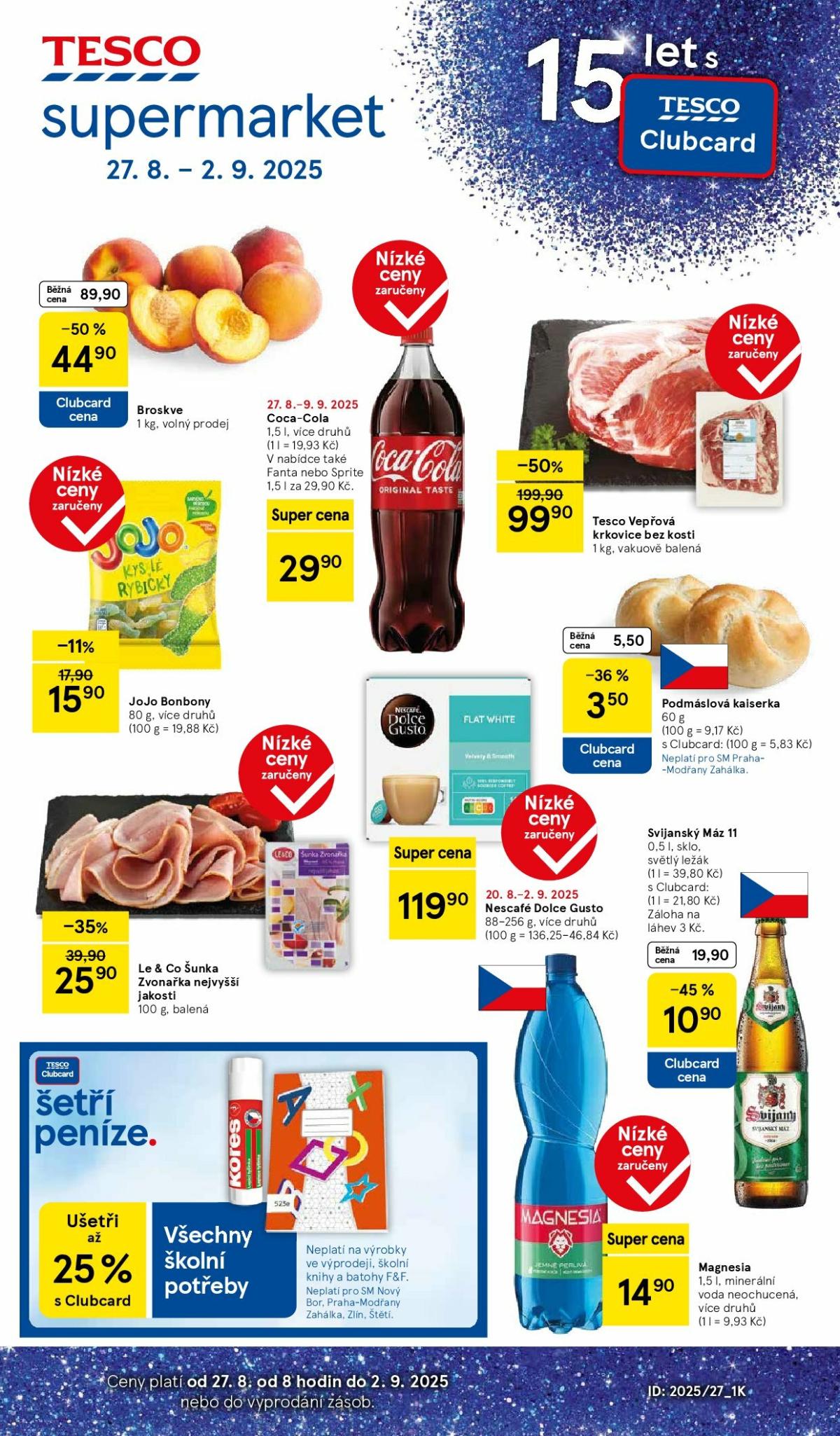 Leták Tesco supermarket od 27.08. do 02.09.