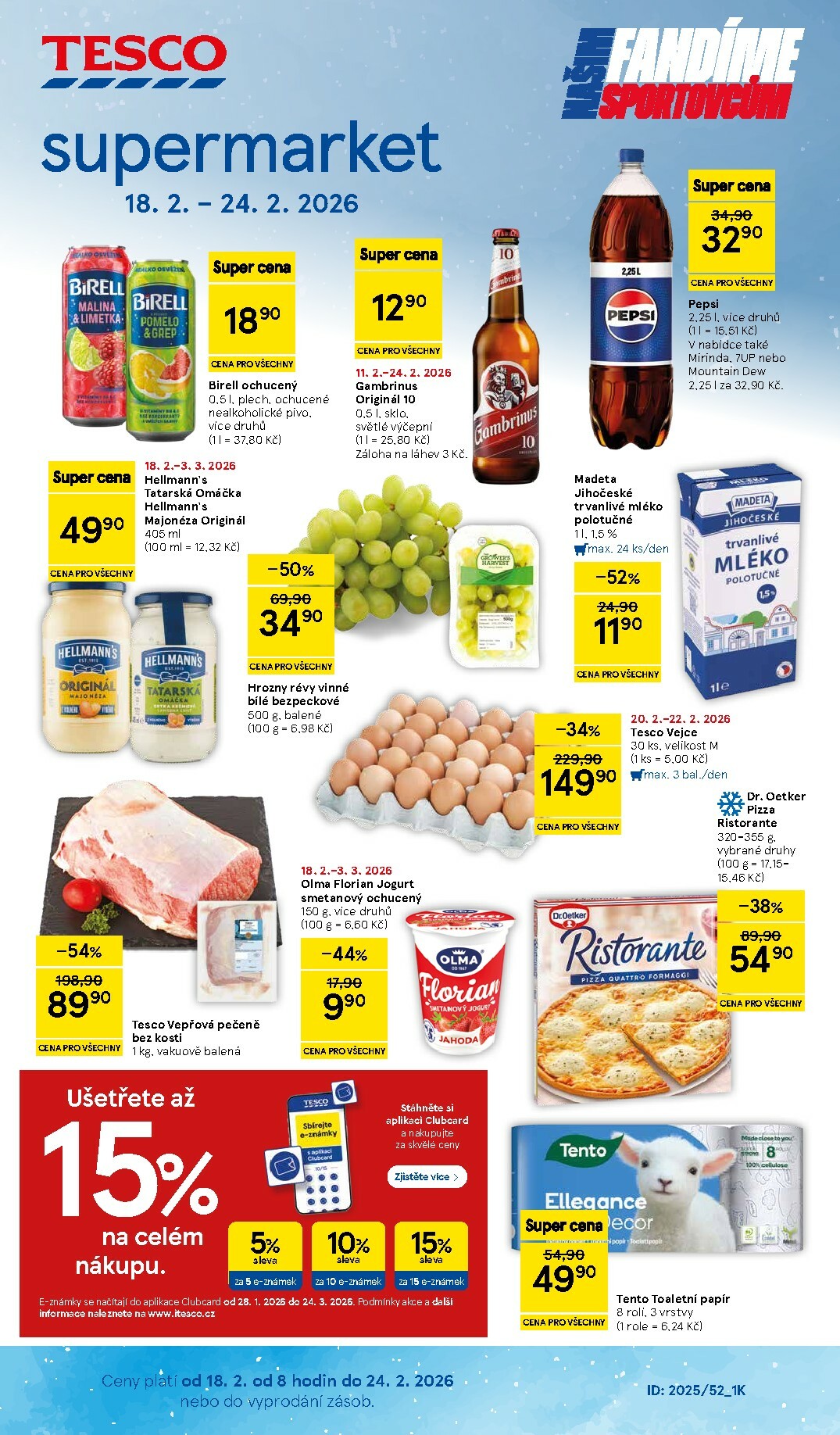 Tesco supermarket leták platný od středy 18.02.2026 do úterý 24.02.2026