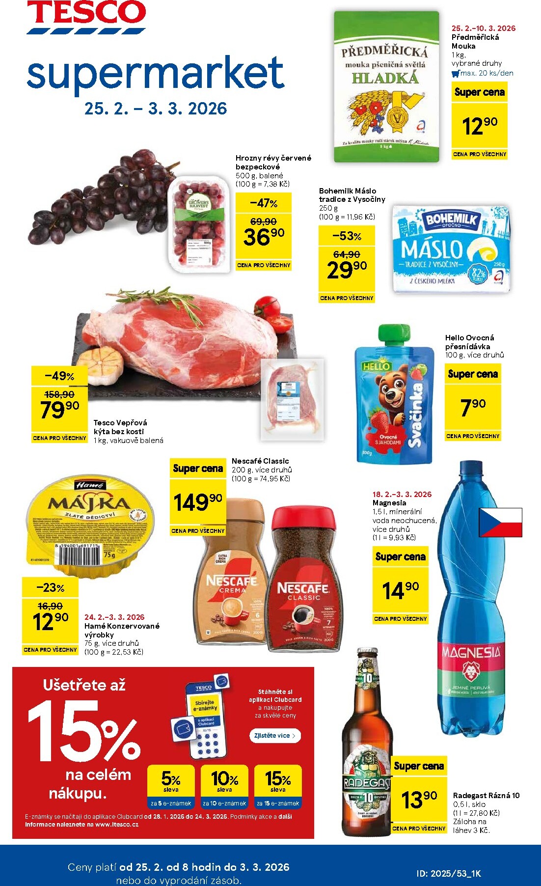 Tesco supermarket leták platný od středy 25.02.2026 do úterý 03.03.2026