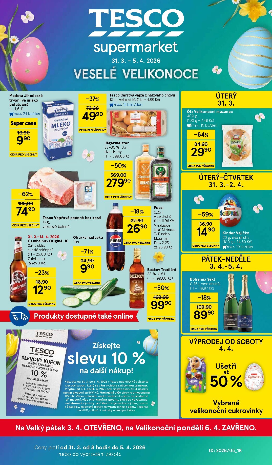 Tesco supermarket leták platný od úterý 31.03.2026 do neděle 05.04.2026