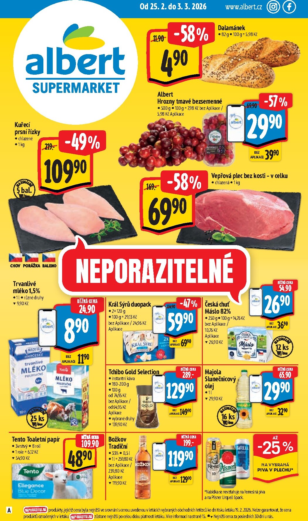 Albert Supermarket leták platný od středy 25.02.2026 do úterý 03.03.2026