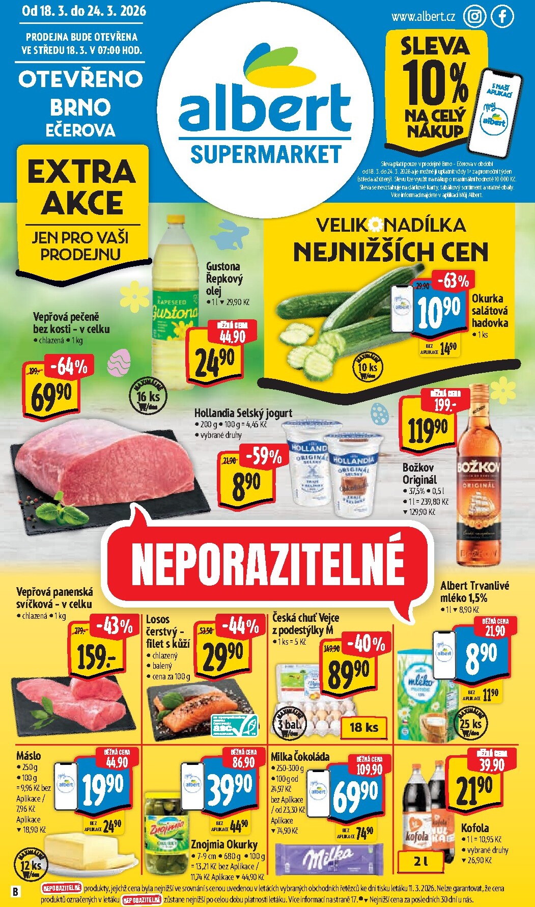 Albert Supermarket - Brno leták platný od středy 18.03.2026 do úterý 24.03.2026