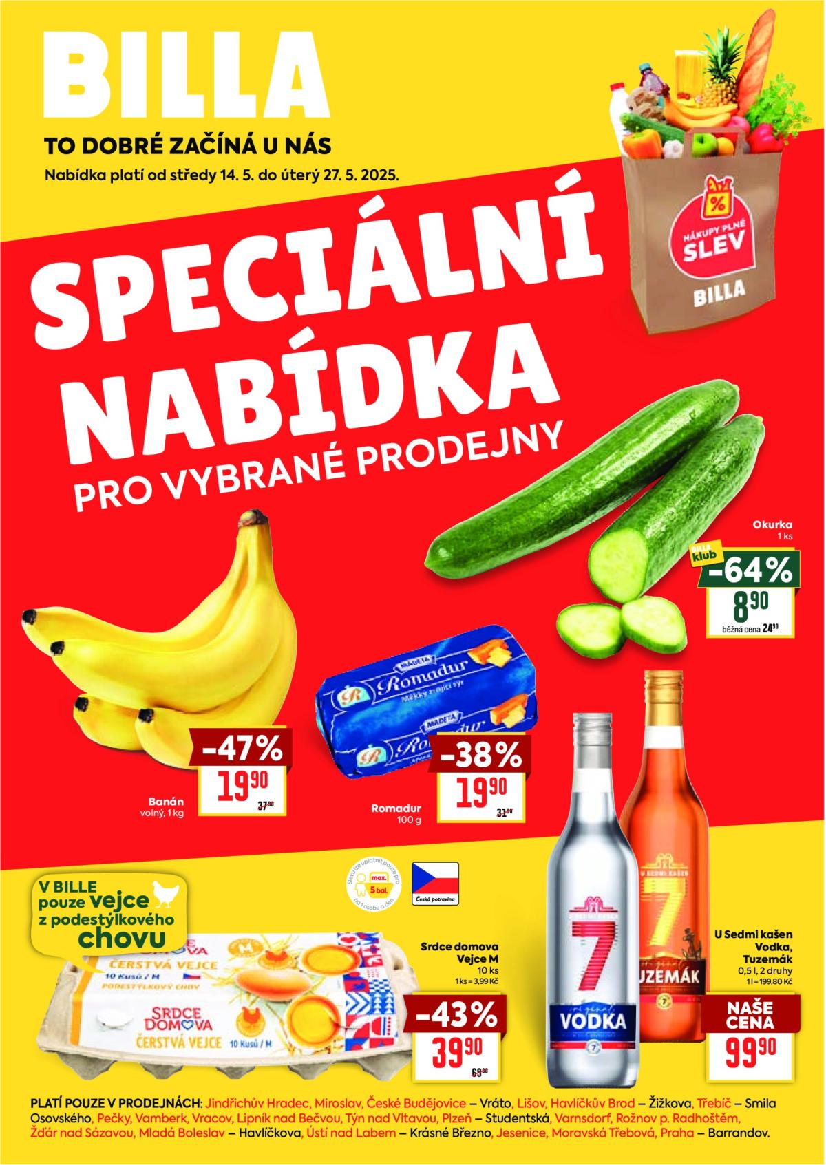 Leták Billa - Speciální nabídka: vybrané prodejny od 14.05. do 27.05.