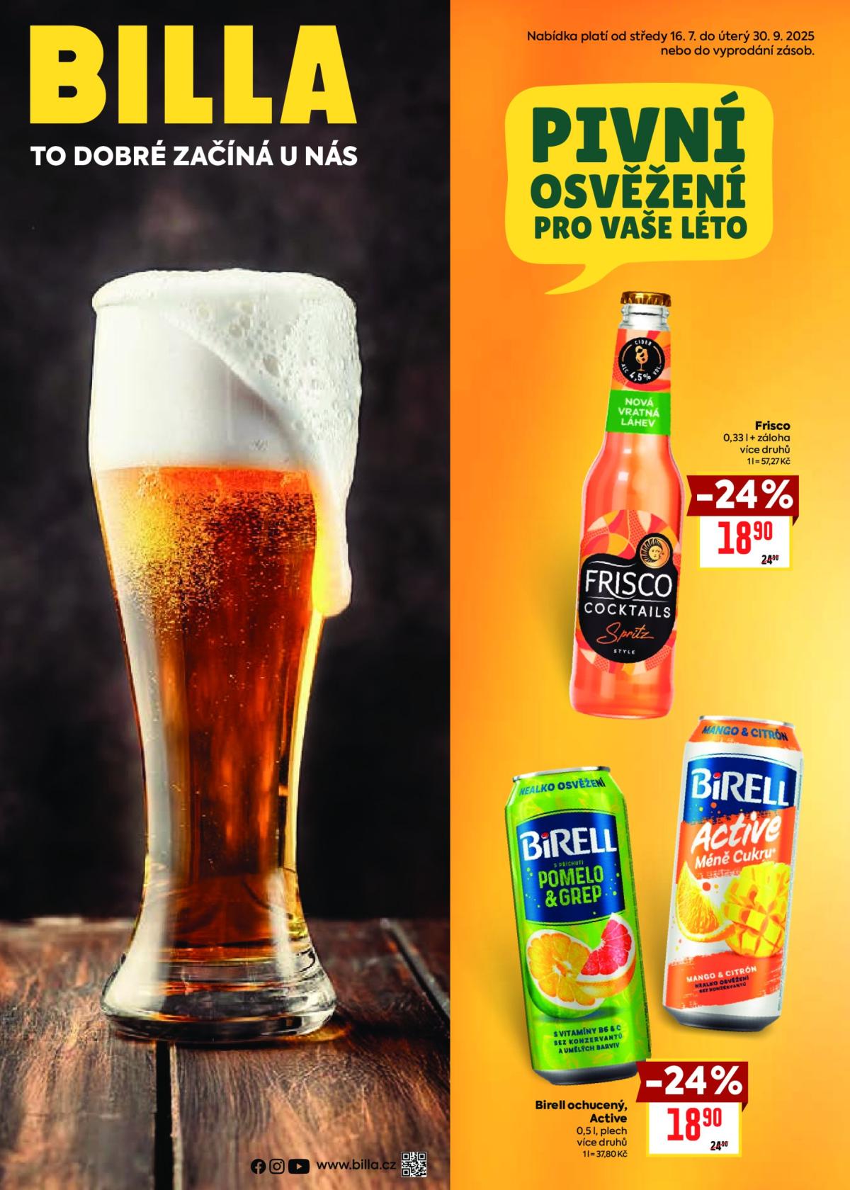 Leták Billa - Pivo od 16.07. do 30.09.
