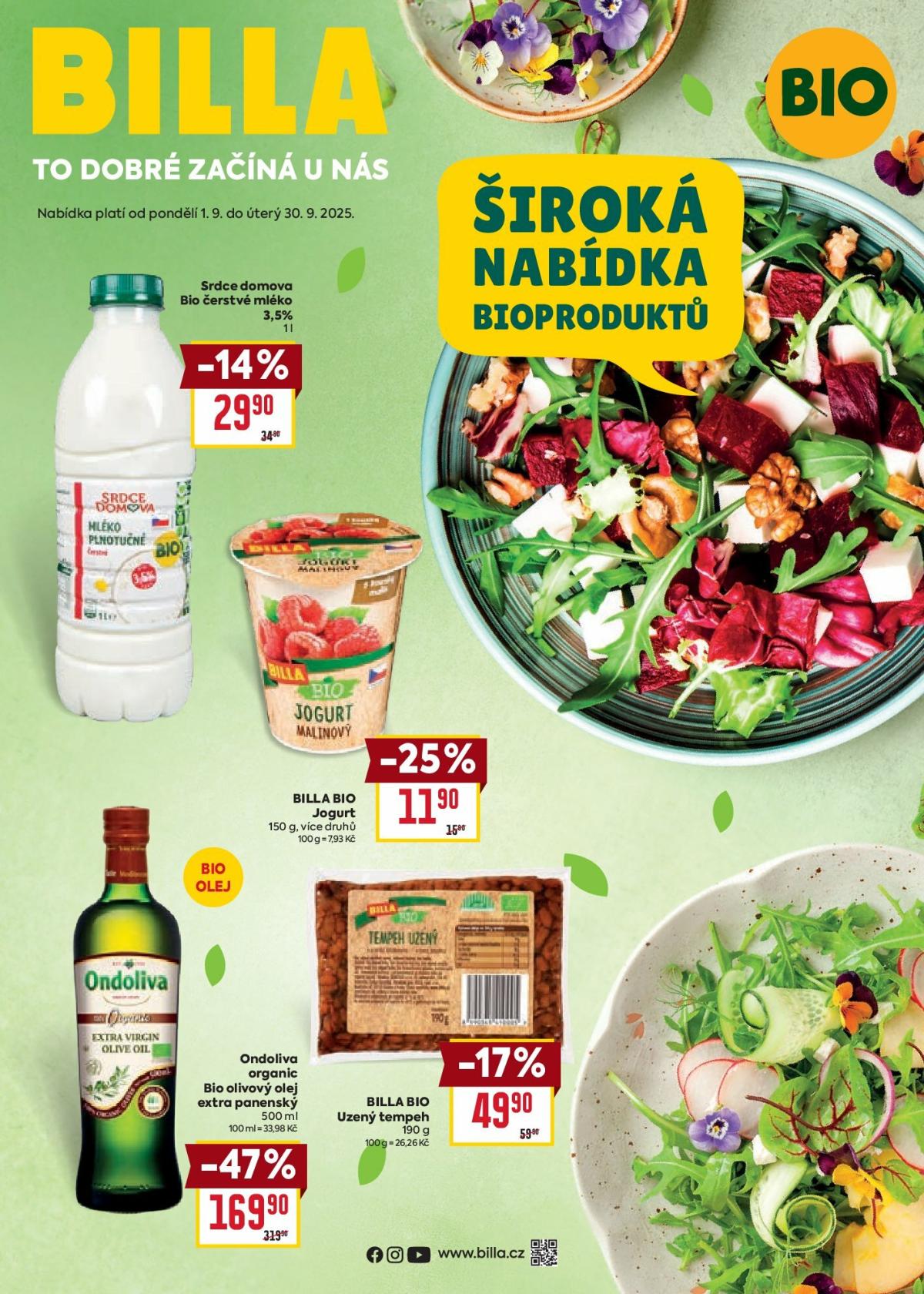 Leták Billa - Katalog: BIO od 01.09. do 30.09.