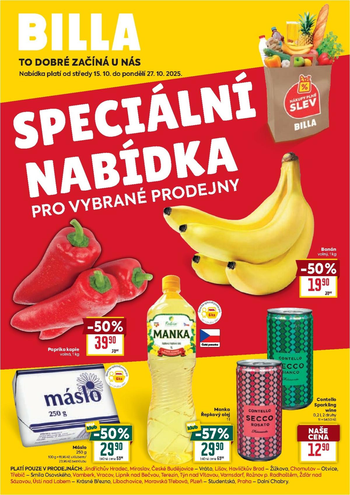 Aktuální leták Billa - Speciální nabídka: vybrané prodejny od 15.10. do 27.10.