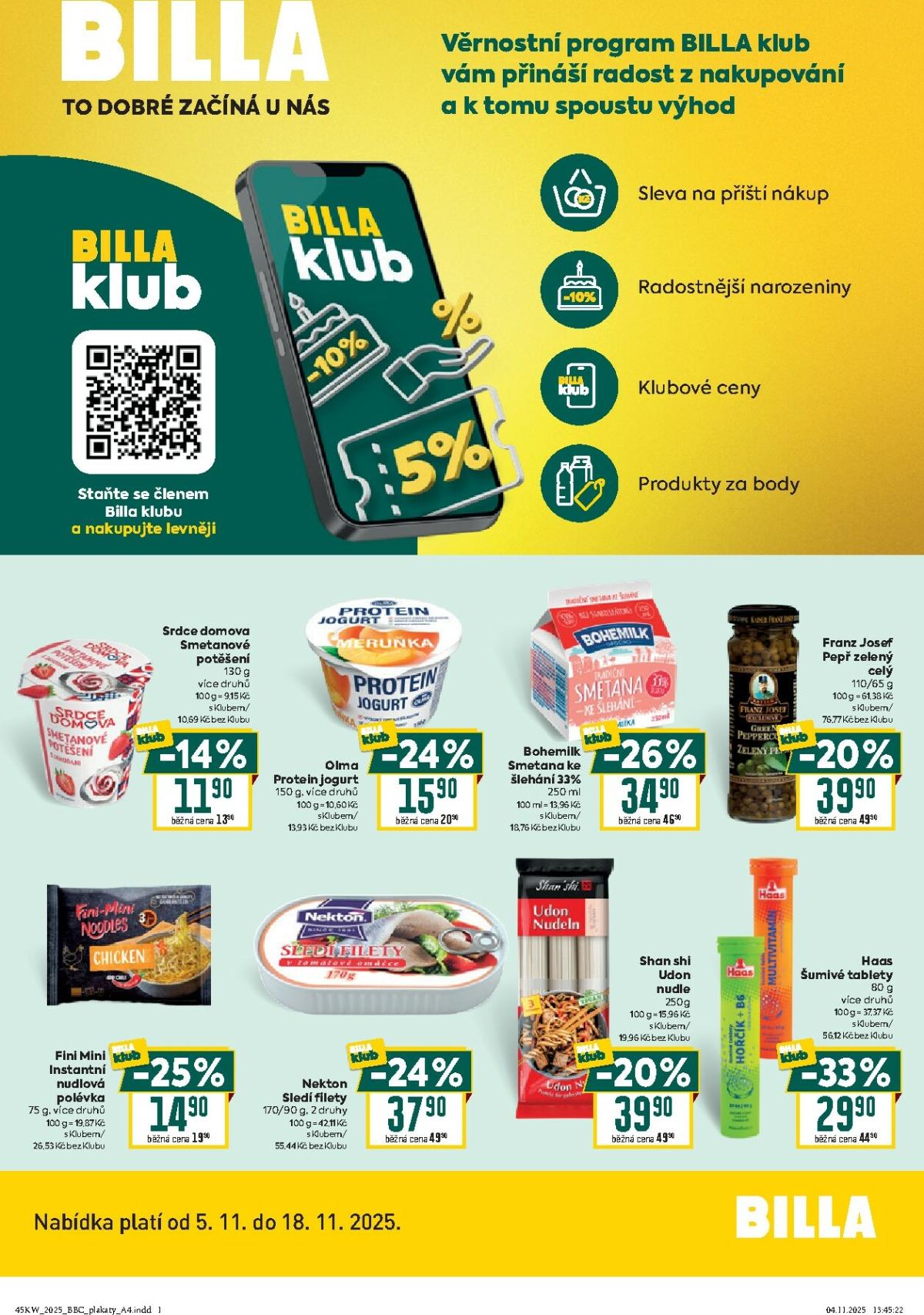 Aktuální leták Billa - Klub od 05.11. do 18.11.