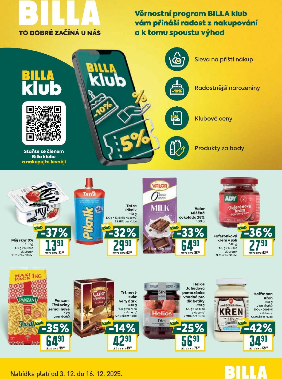Aktuální leták Billa - Klub od 03.12. do 16.12.