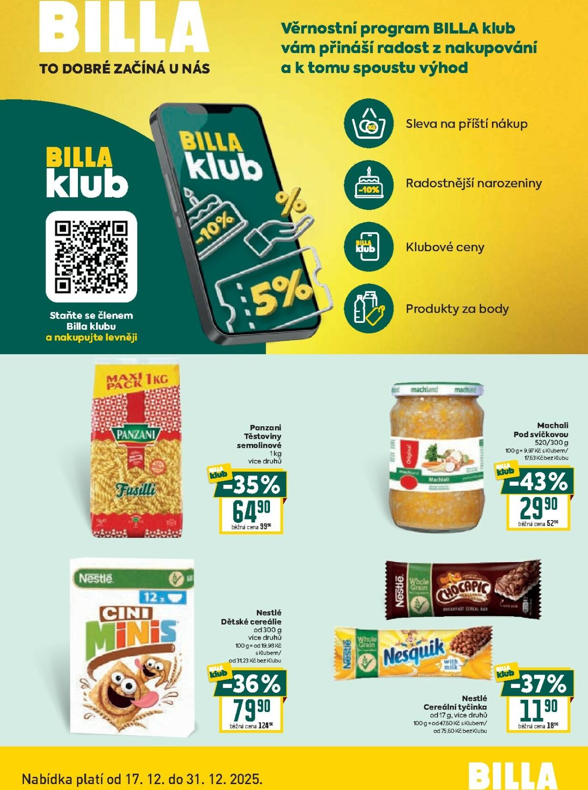 Aktuální leták Billa - Klub od 17.12. do 31.12.
