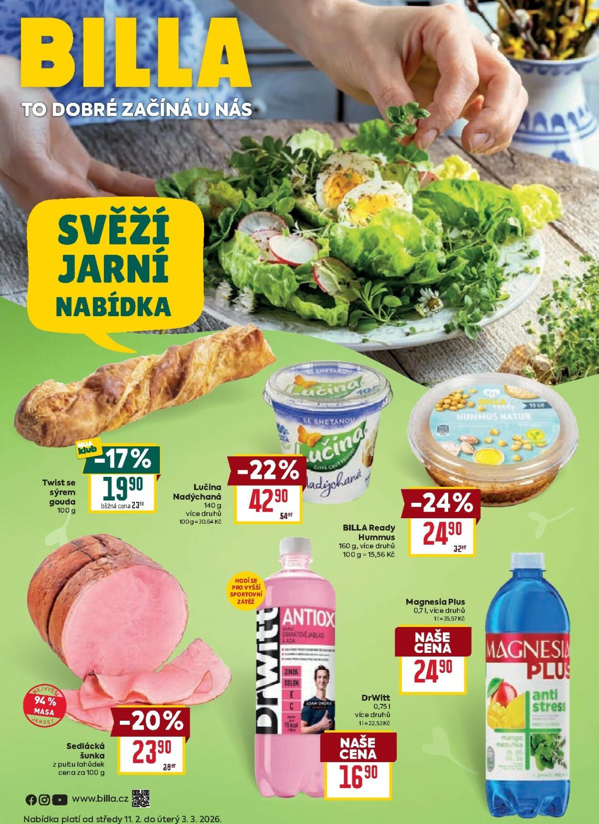 Billa - Svěží jarní nabídka leták platný od středy 11.02.2026 do úterý 03.03.2026
