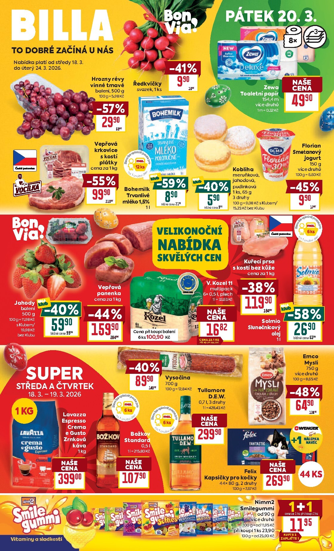 Billa leták platný od středy 18.03.2026 do úterý 24.03.2026