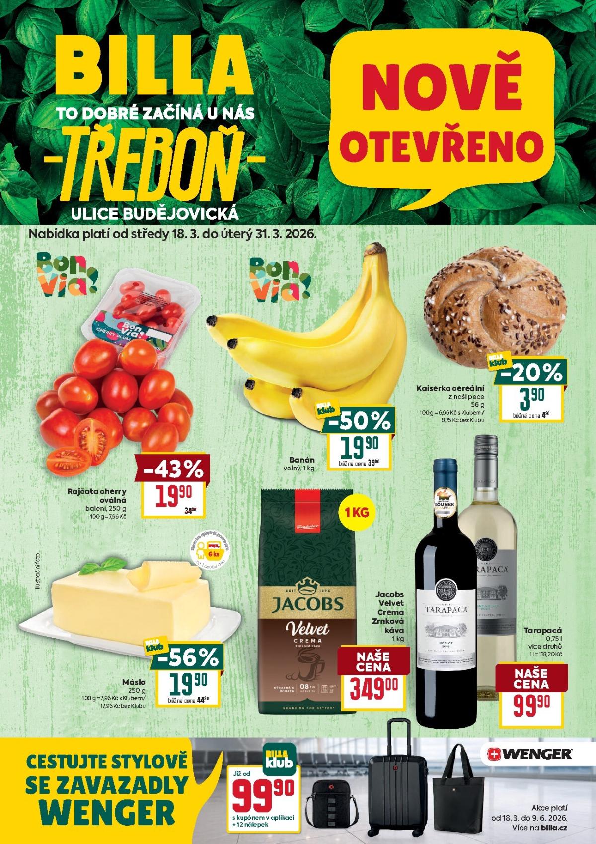 Billa - Třeboň leták platný od středy 18.03.2026 do úterý 31.03.2026