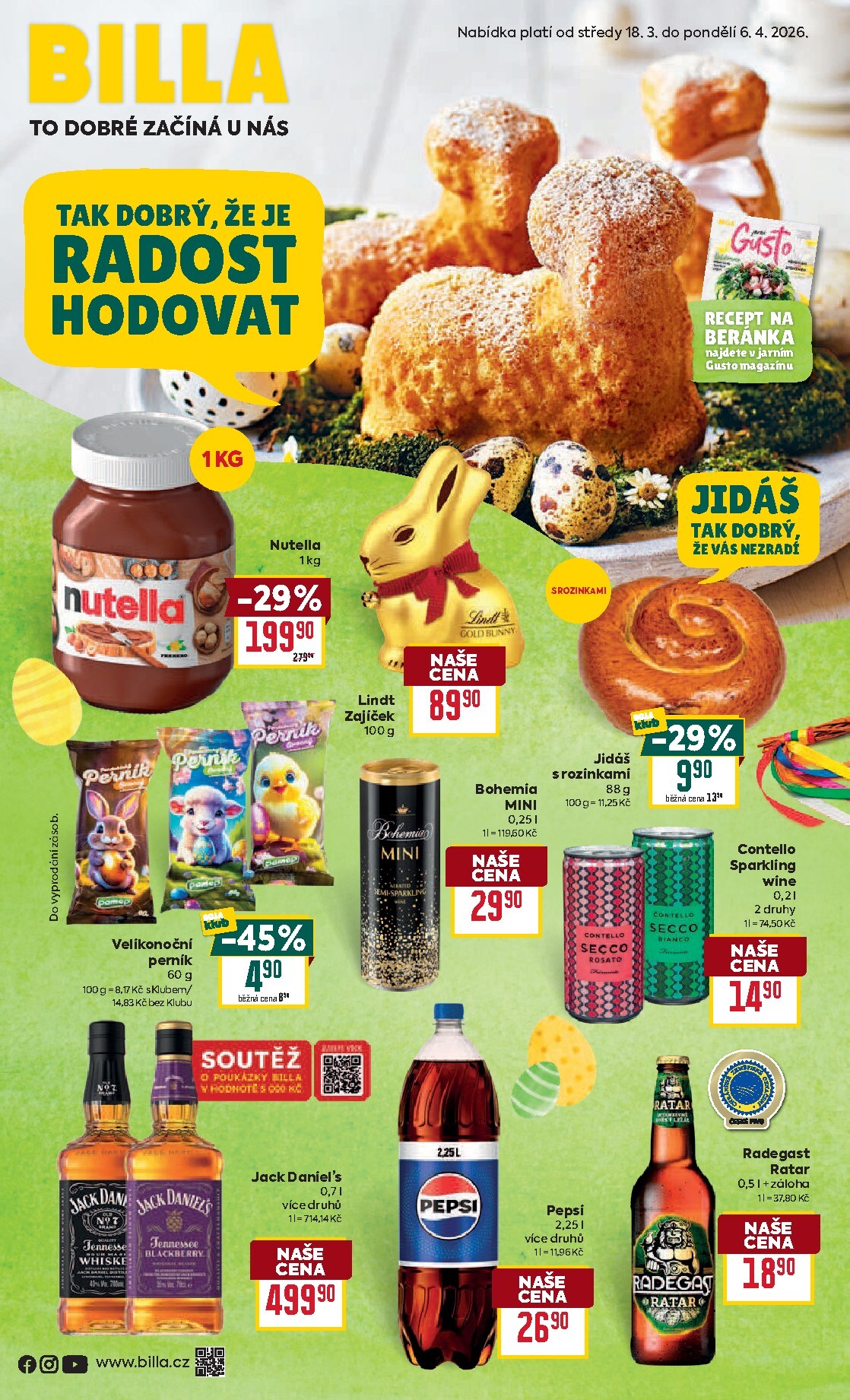 Billa - Velikonoce leták platný od středy 18.03.2026 do pondělí 06.04.2026
