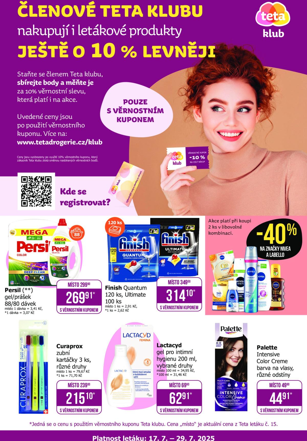 Leták Teta drogerie - Klubová akce od 17.07. do 29.07.