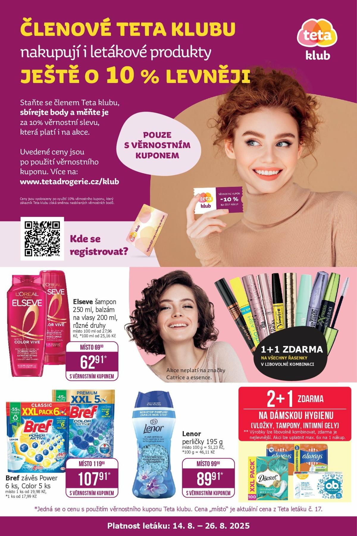 Leták Teta drogerie - Klubová akce od 14.08. do 26.08.