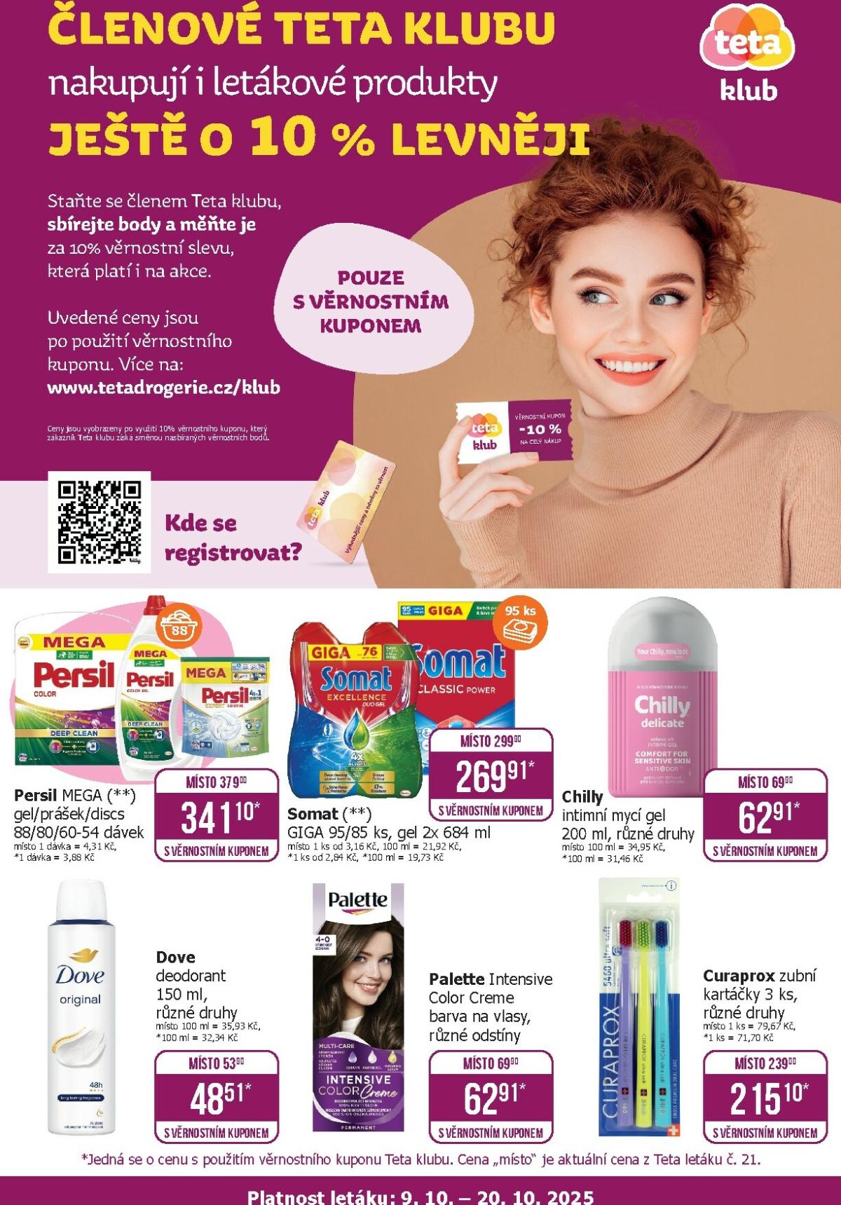 Aktuální leták Teta drogerie - Klubová akce od 09.10. do 20.10.