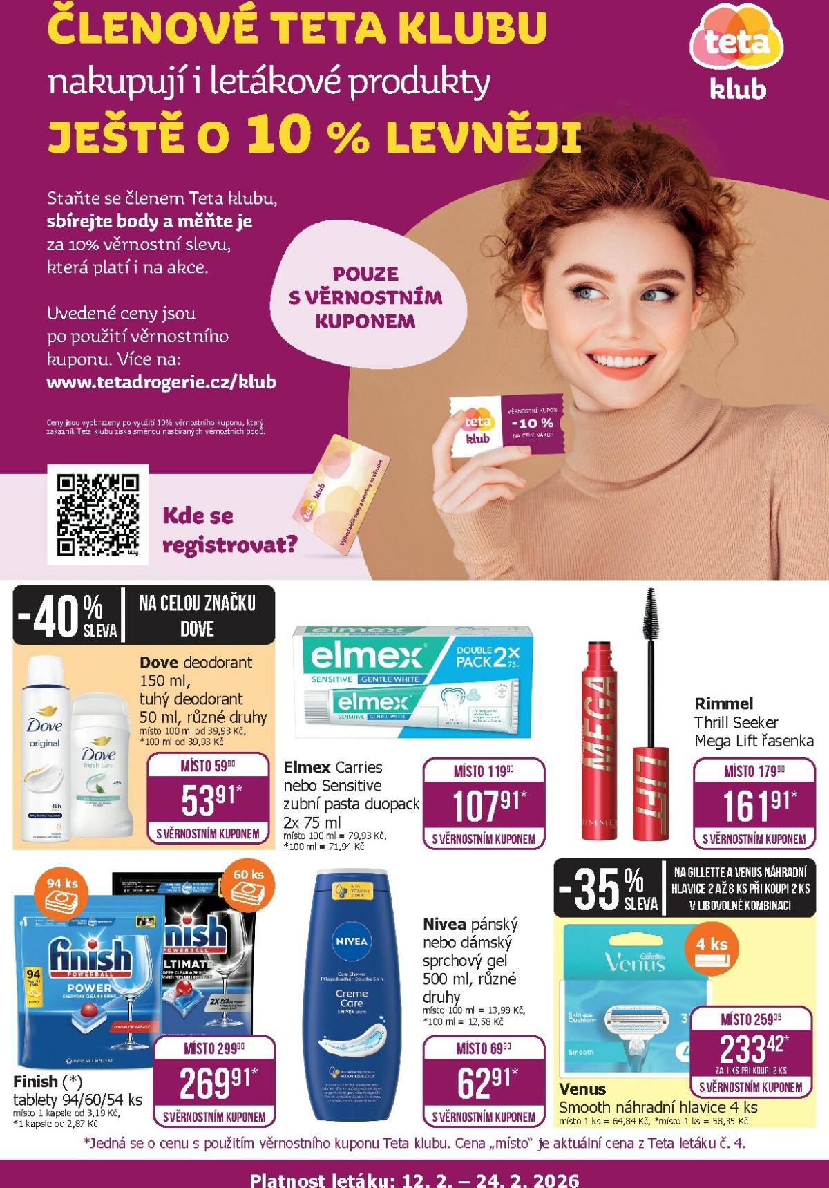 Teta drogerie - Klub leták platný od čtvrtka 12.02.2026 do úterý 24.02.2026