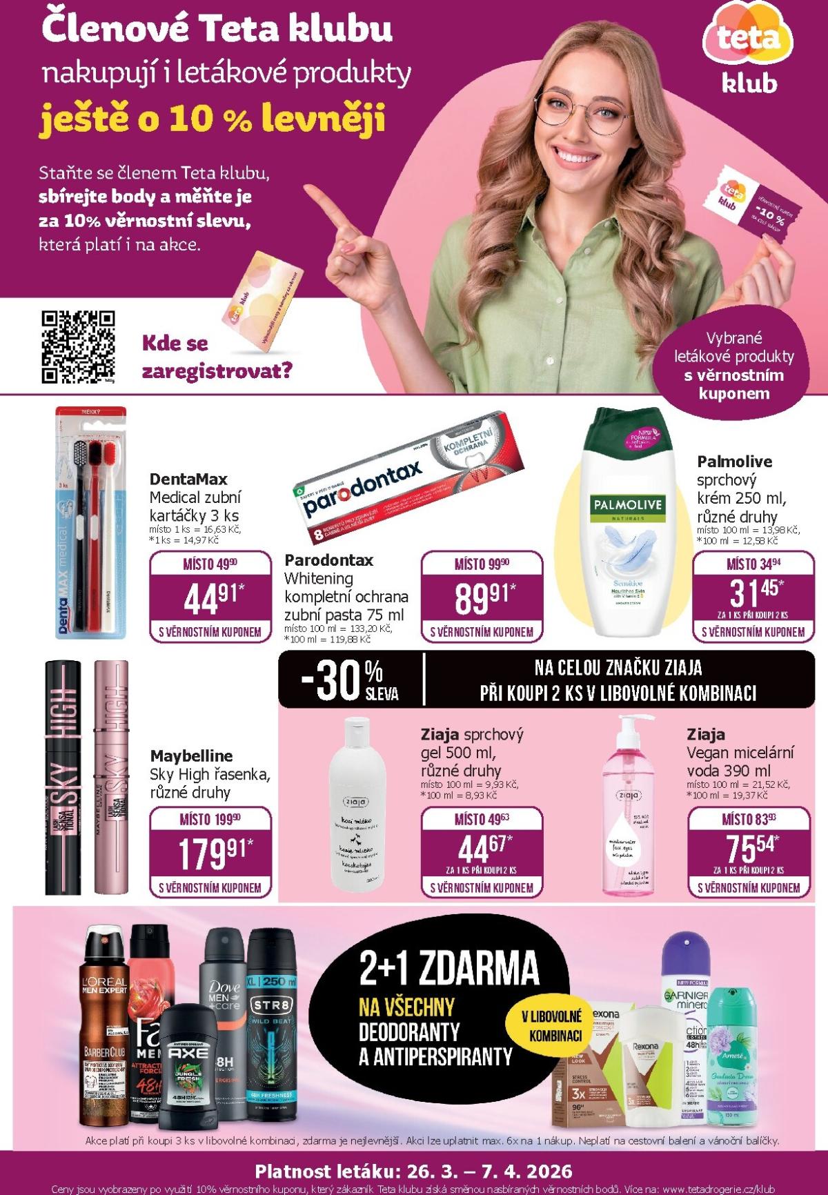 Teta drogerie - Klubová akce leták platný od čtvrtka 26.03.2026 do úterý 07.04.2026