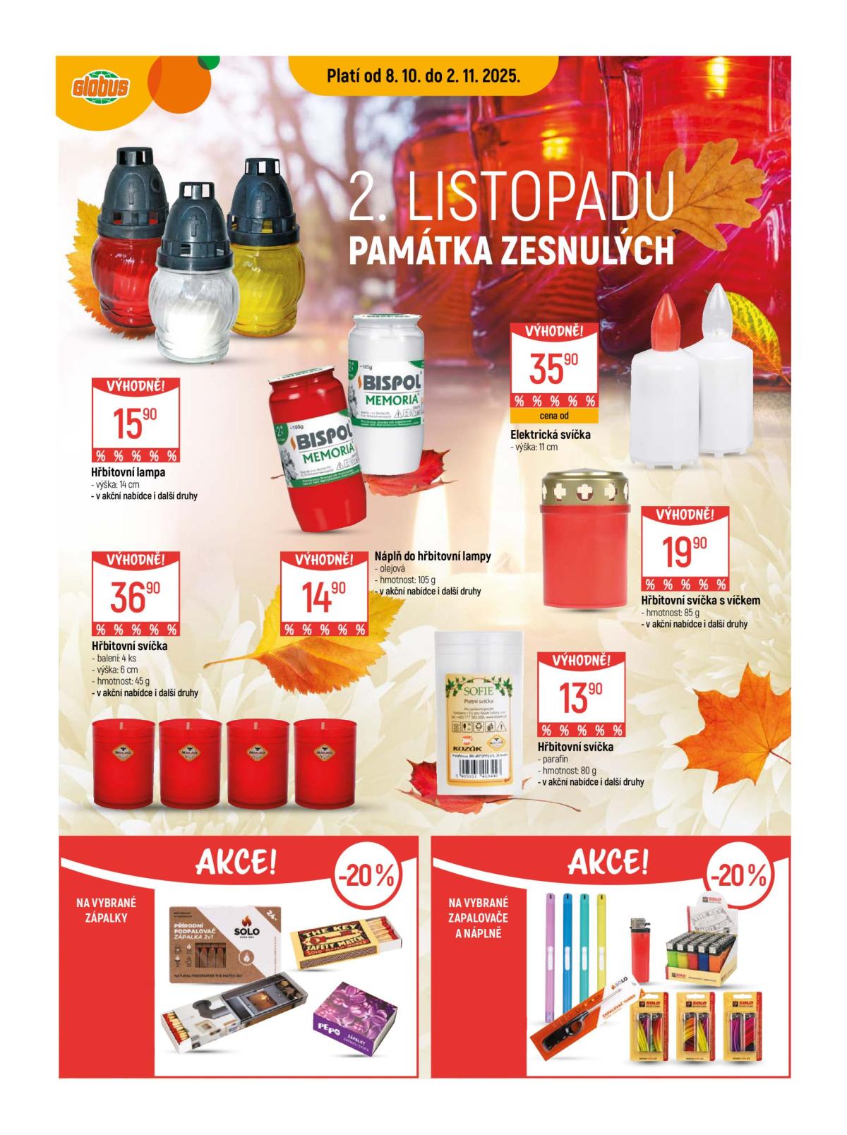 Aktuální leták Globus - Památka zesnulých od 08.10. do 02.11.