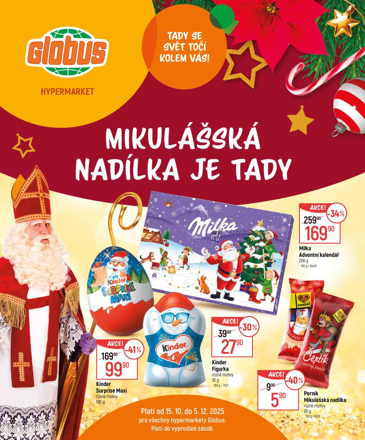 Aktuální leták Globus - Mikulášská nadílka od 15.10. do 05.12.