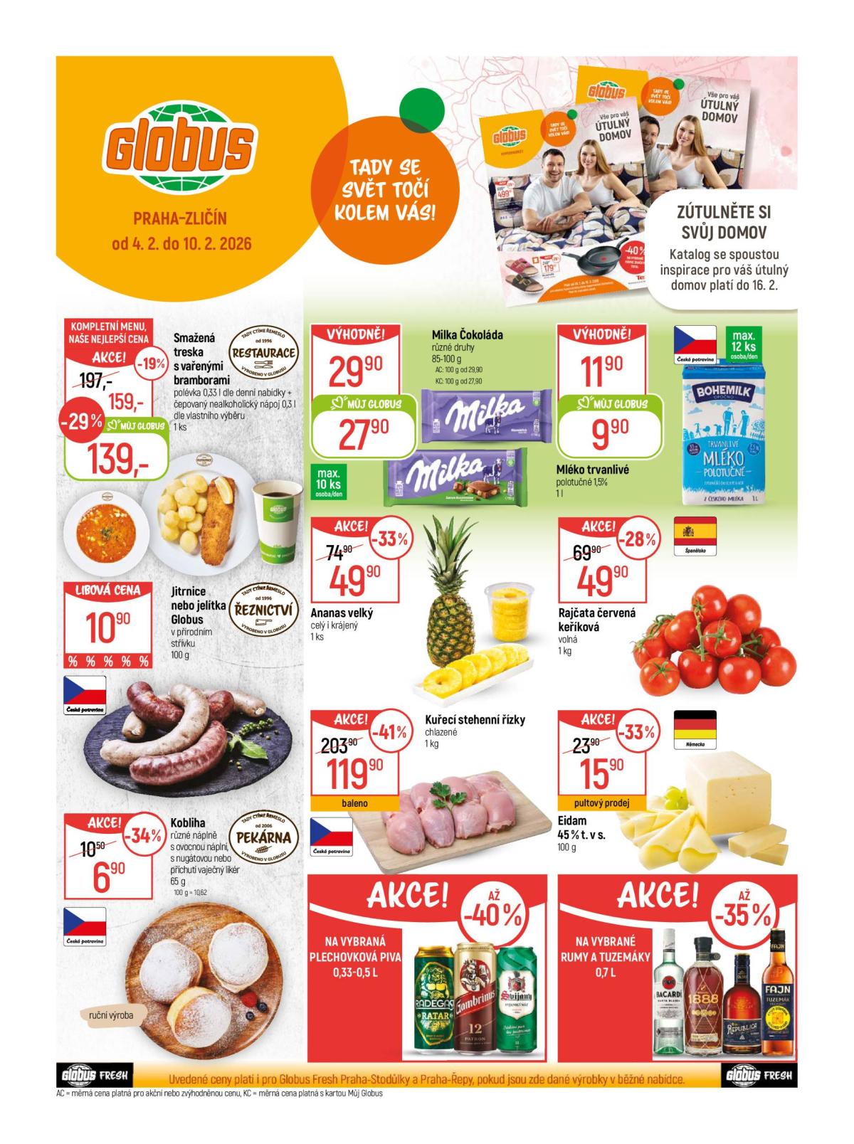 Globus - Praha - Zličín leták platný od středy 04.02.2026 do úterý 10.02.2026