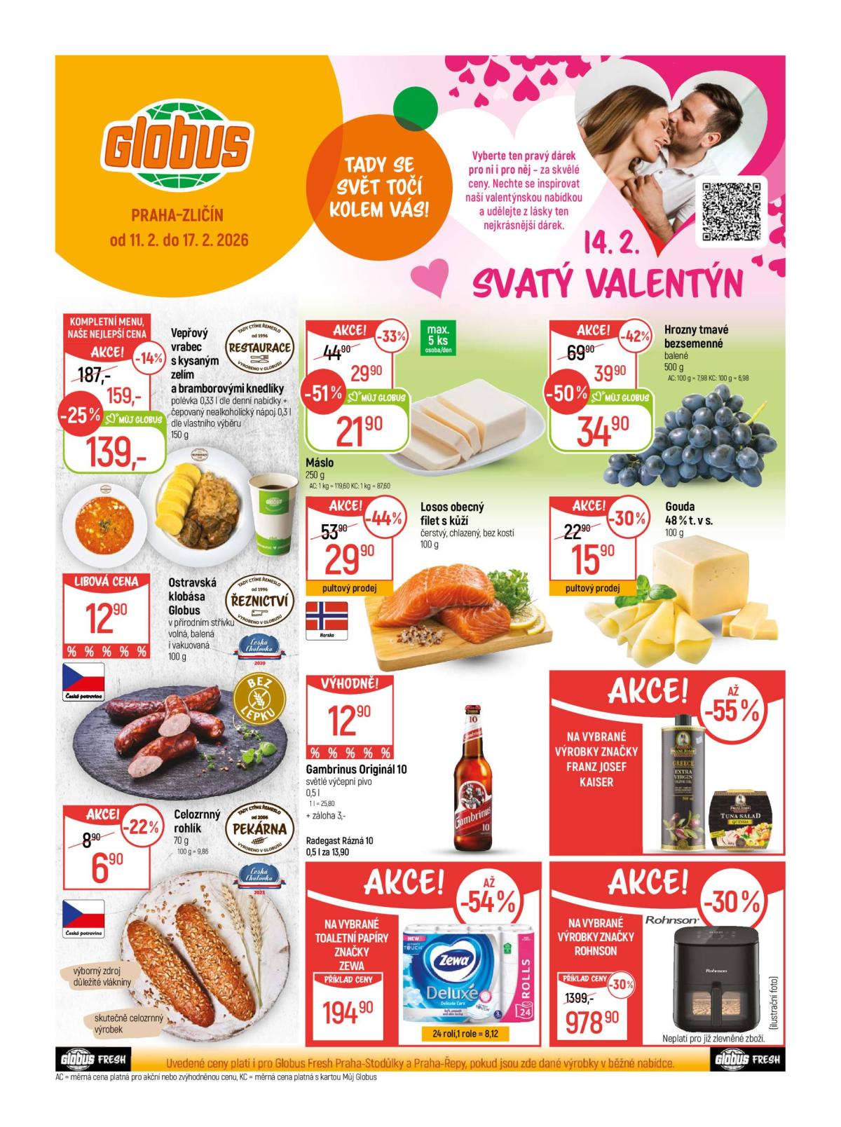 Globus - Praha - Zličín leták platný od středy 11.02.2026 do úterý 17.02.2026