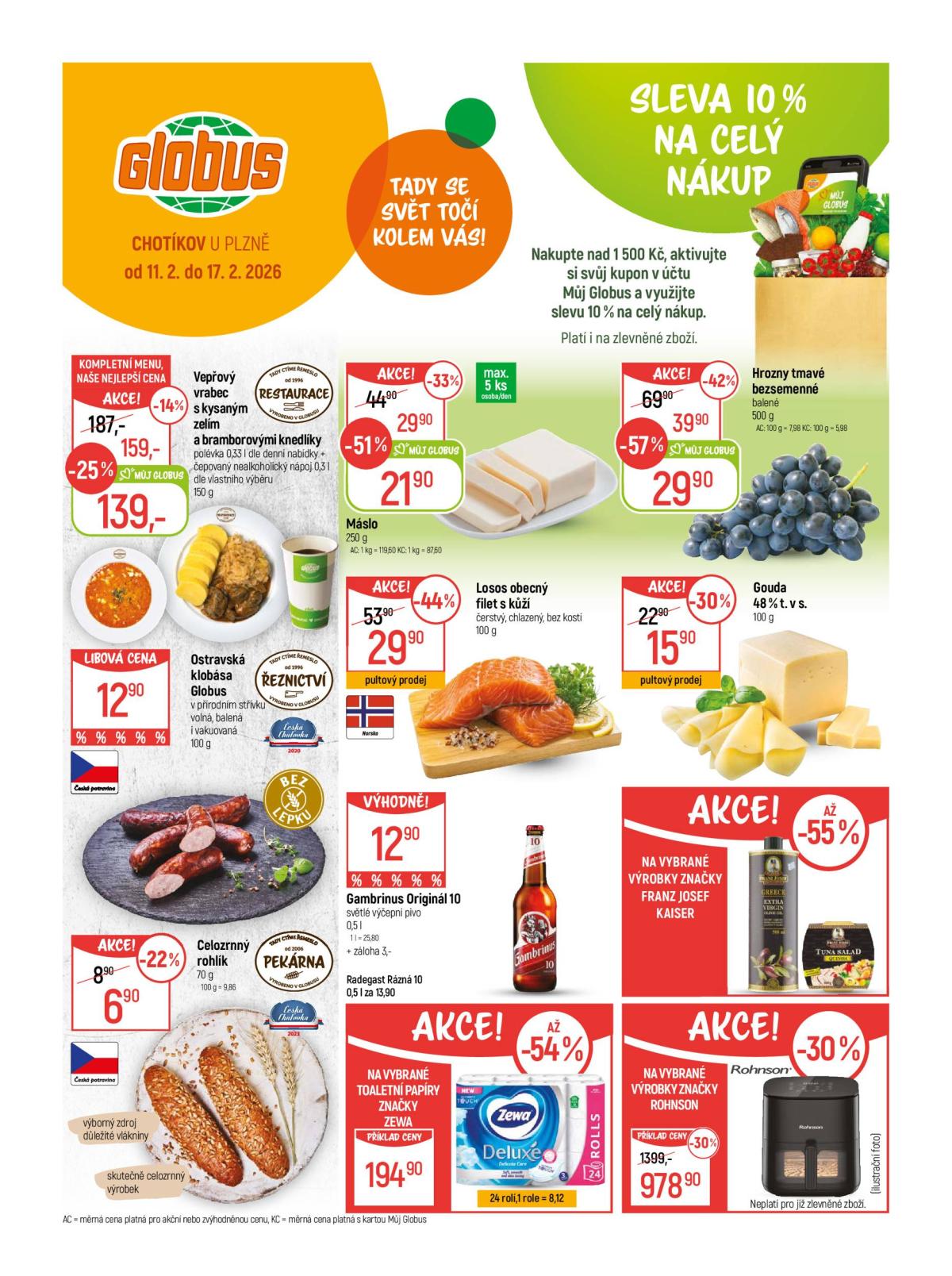 Globus - Plzeň - Chotíkov leták platný od středy 11.02.2026 do úterý 17.02.2026