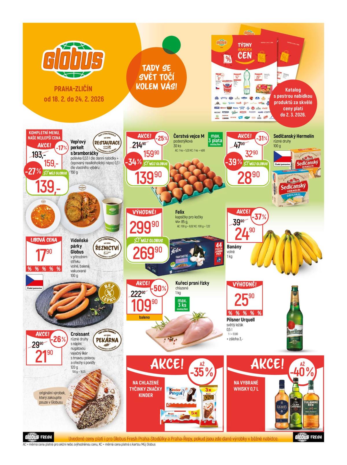 Globus - Praha - Zličín leták platný od středy 18.02.2026 do úterý 24.02.2026