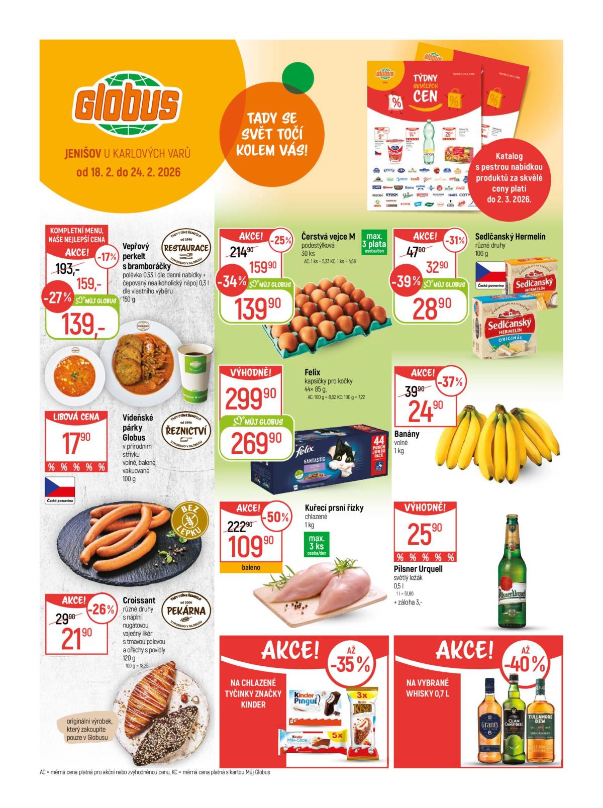 Globus - Karlovy Vary - Jenišov leták platný od středy 18.02.2026 do úterý 24.02.2026