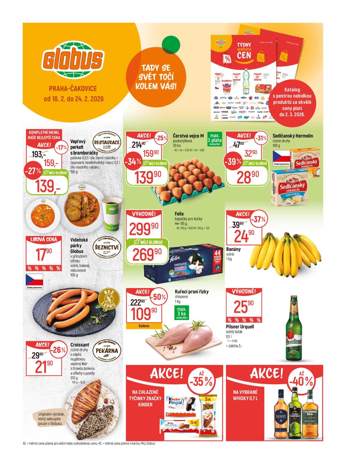 Globus - Praha - Čakovice leták platný od středy 18.02.2026 do úterý 24.02.2026