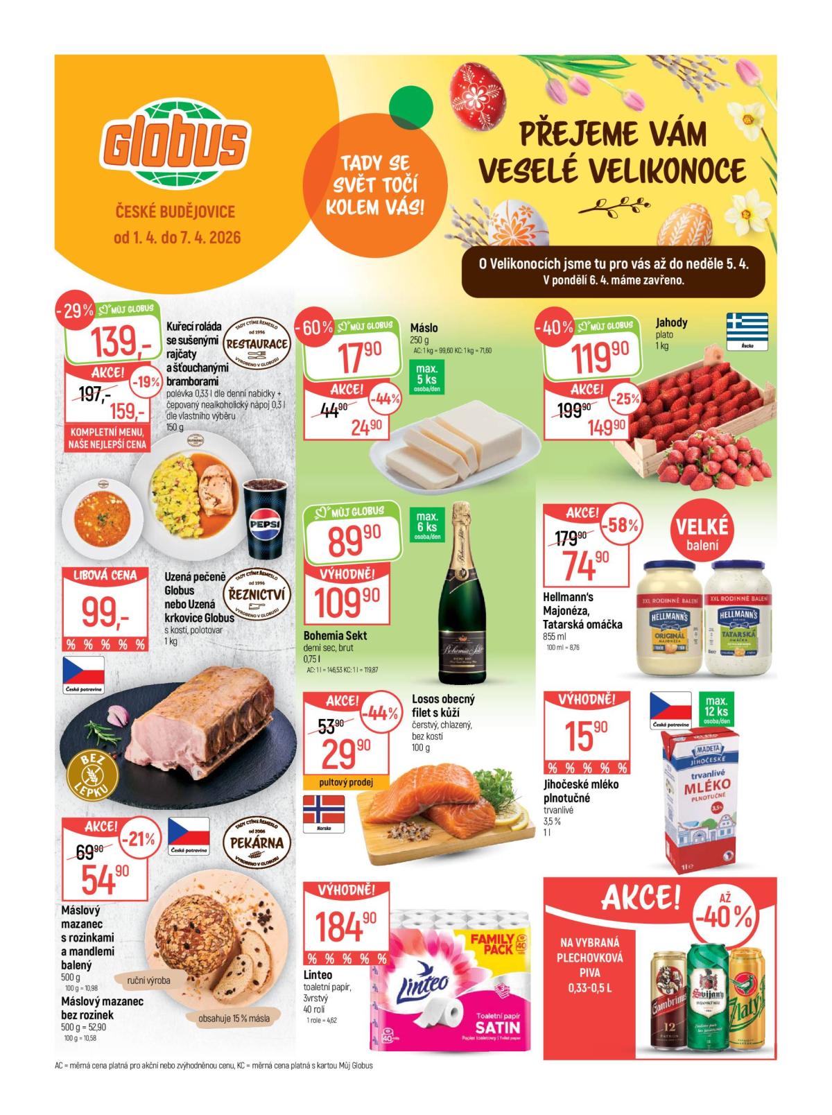 Globus - České Budějovice leták platný od středy 01.04.2026 do úterý 07.04.2026