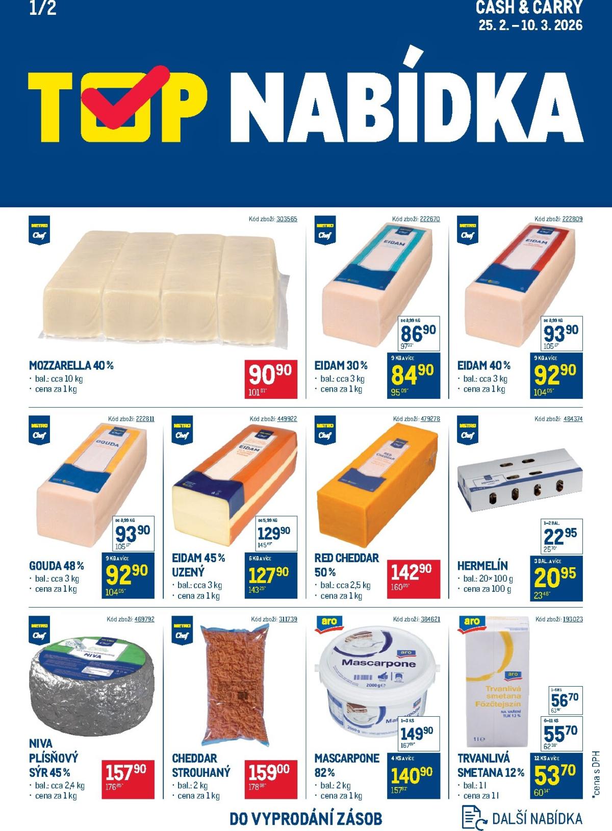 Makro - TOP mléčné výrobky leták platný od středy 25.02.2026 do úterý 10.03.2026