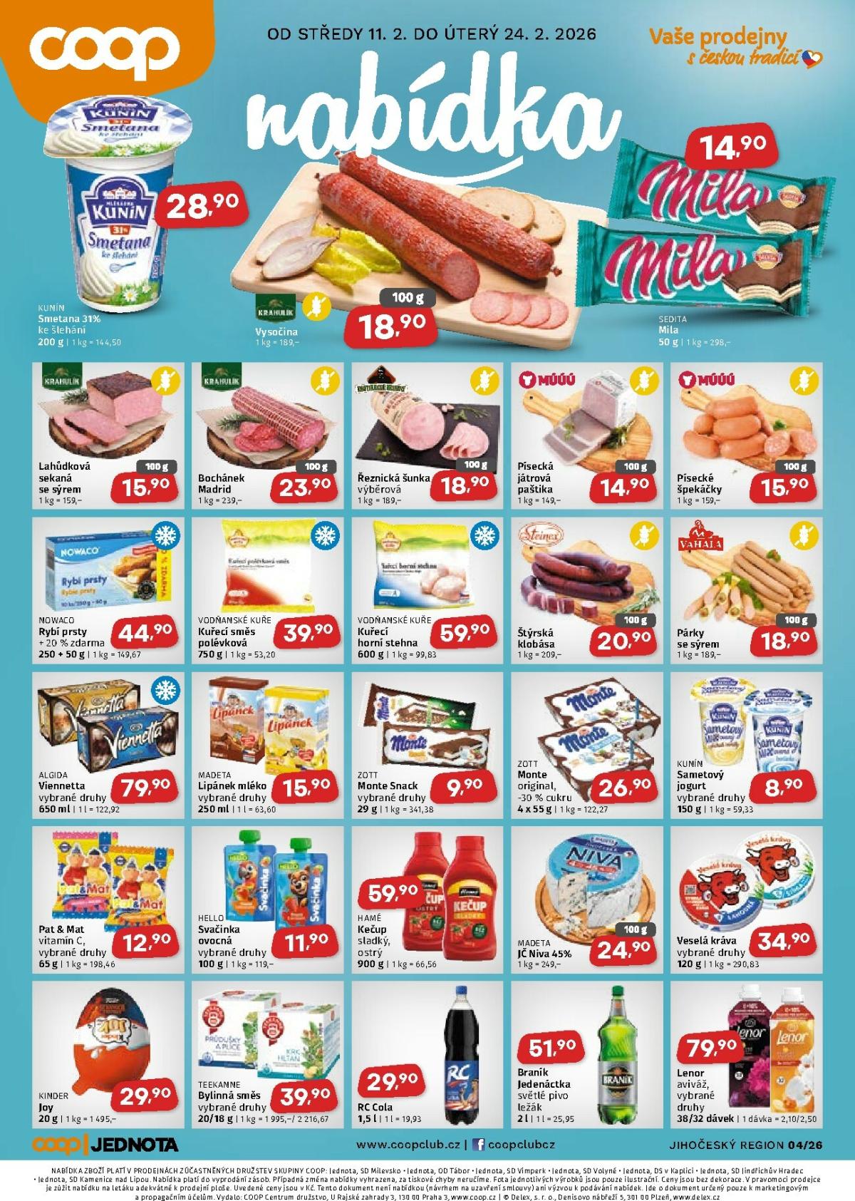 COOP - Jižní Čechy leták platný od středy 11.02.2026 do úterý 24.02.2026