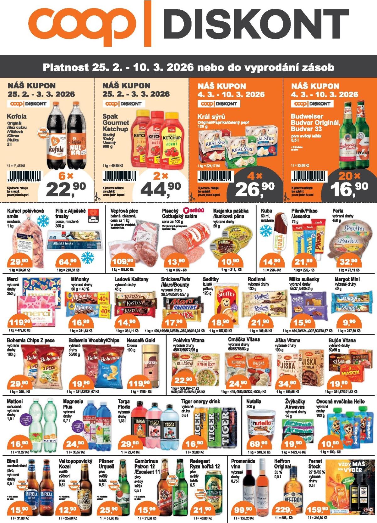 Coop - Diskont leták platný od středy 25.02.2026 do úterý 10.03.2026